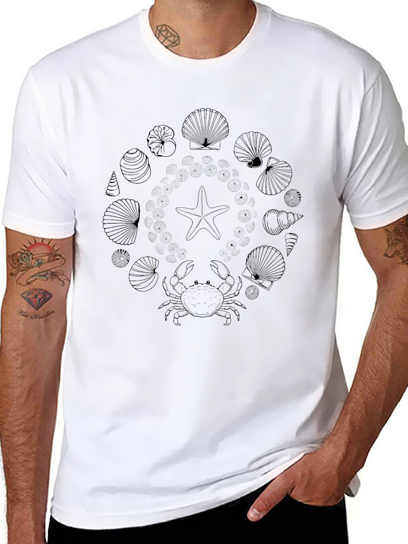 Seashell Graphic Black T-Shirt