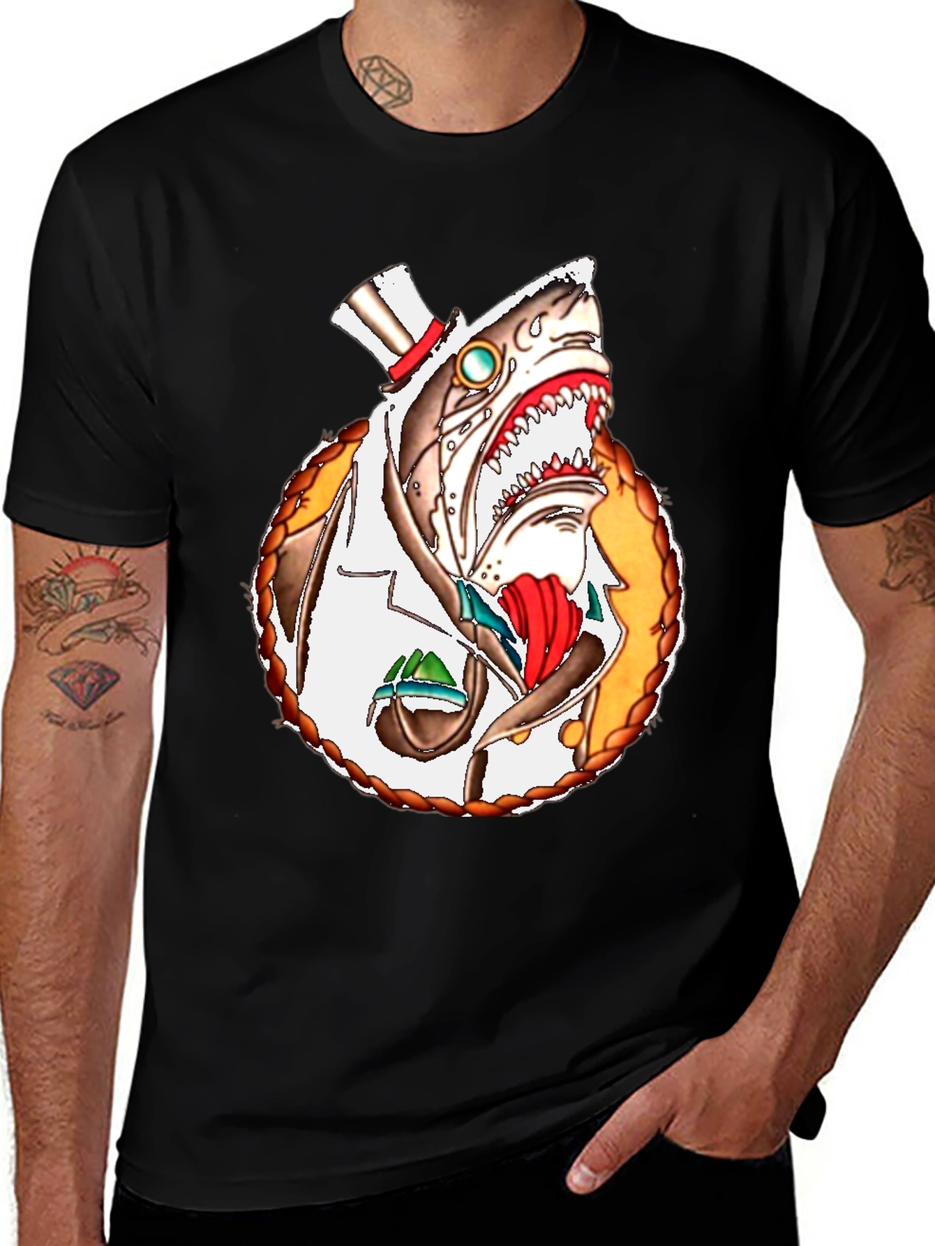 Steampunk Shark T-Shirt - Unique Graphic Tee