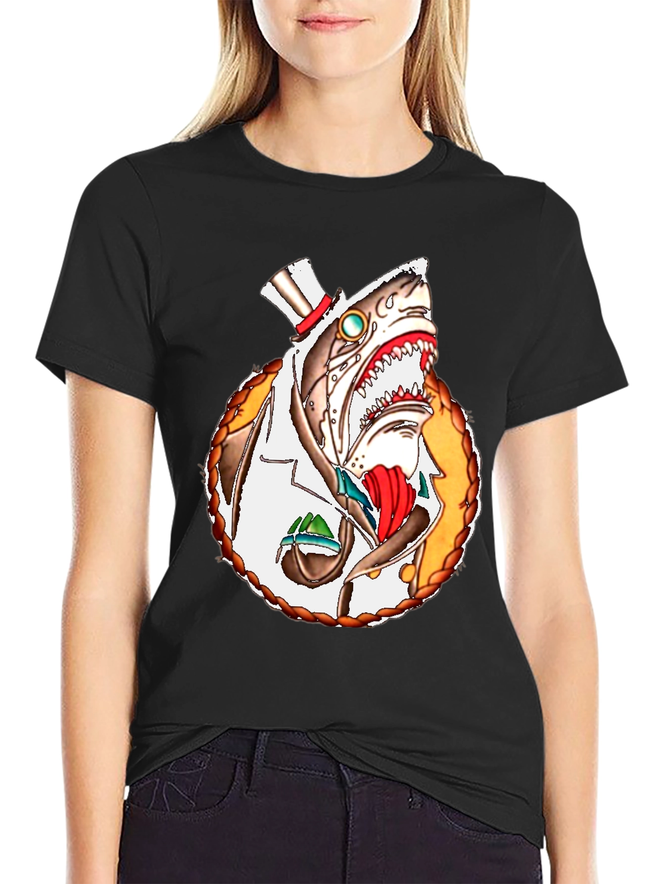 Steampunk Shark T-Shirt - Unique Graphic Tee