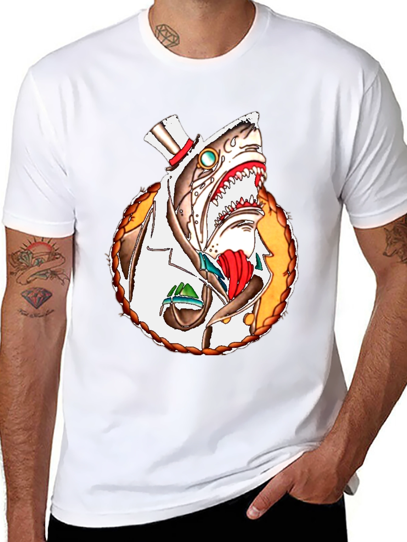 Steampunk Shark T-Shirt - Unique Graphic Tee