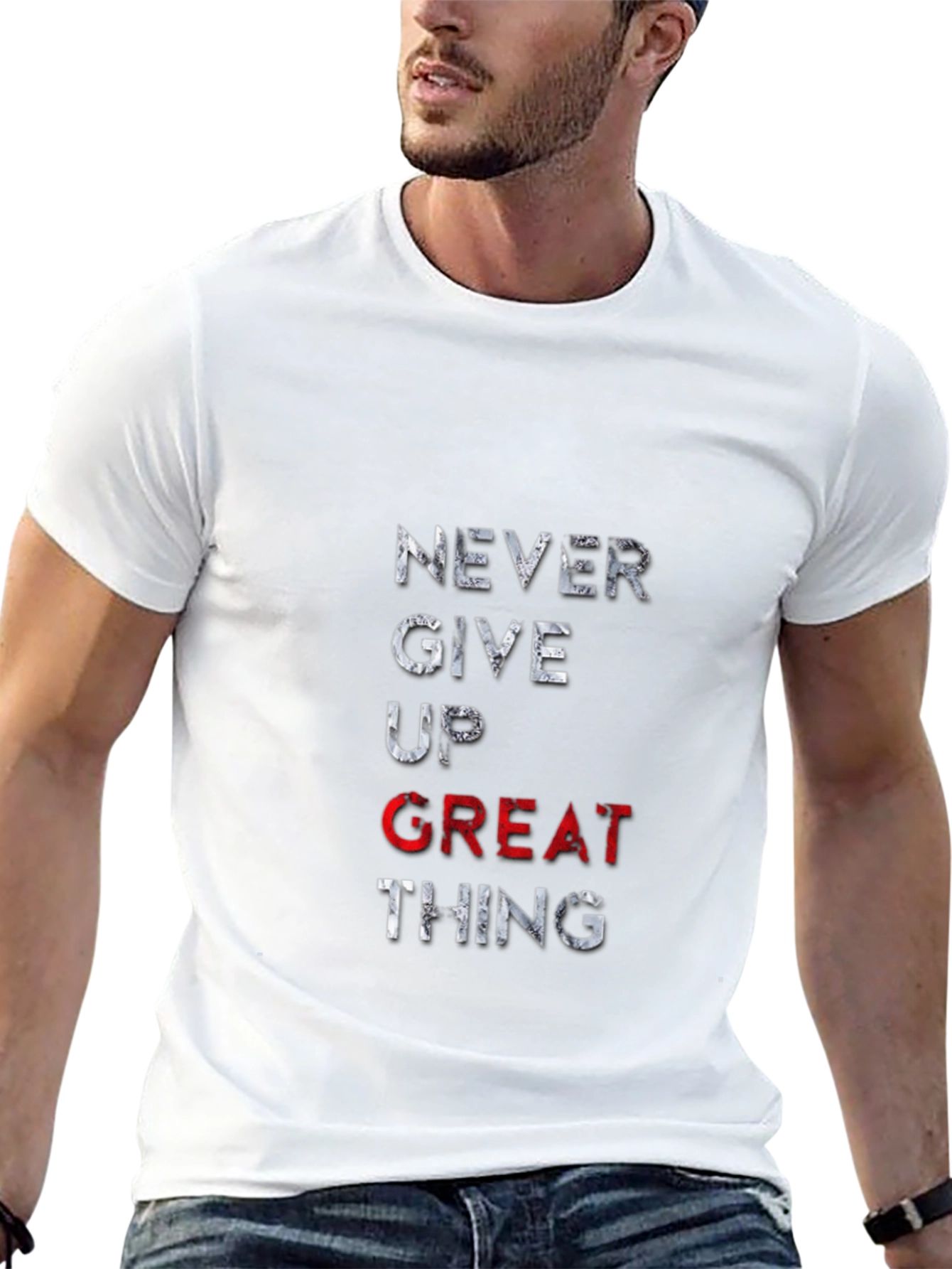Motivational Never Give Up T-Shirt - Black