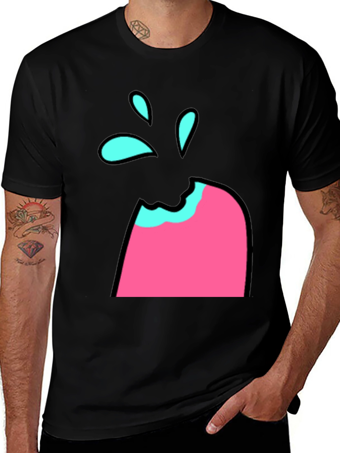 Funky Ice Cream Bite Graphic Tee - Black