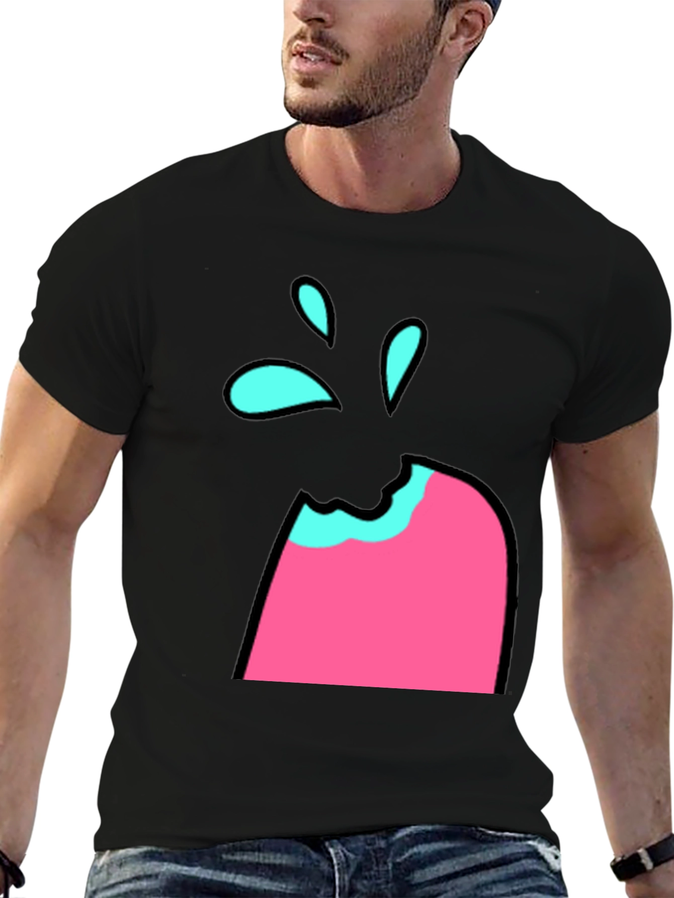 Funky Ice Cream Bite Graphic Tee - Black