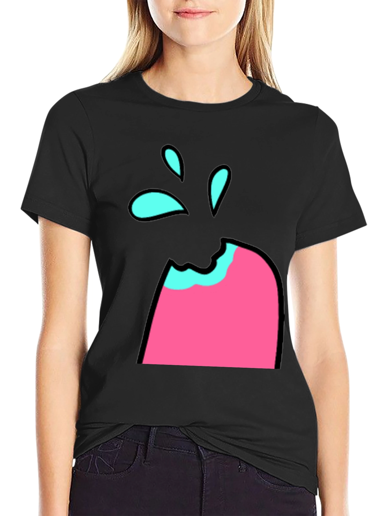 Funky Ice Cream Bite Graphic Tee - Black