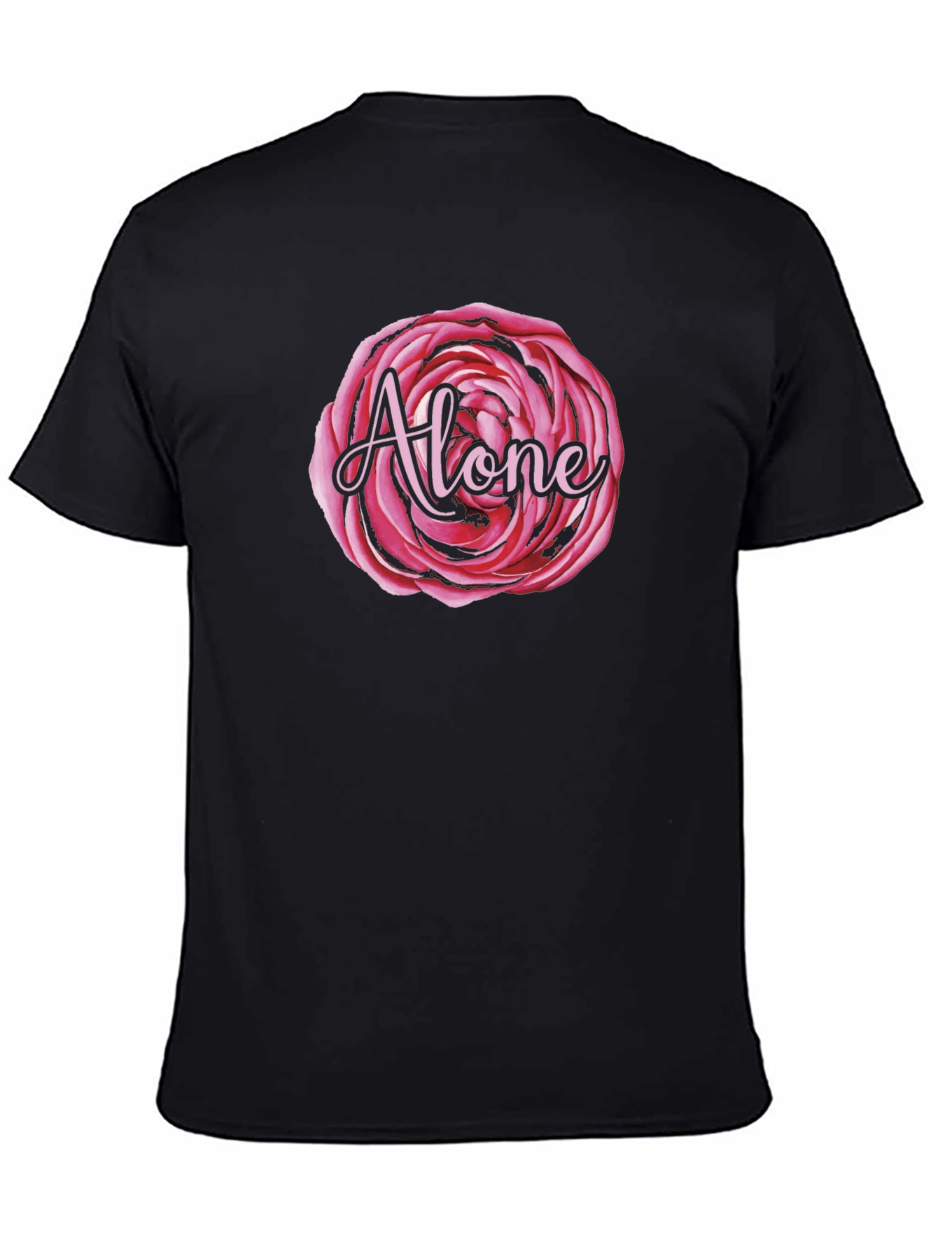 Alone Rose Graphic Black T-Shirt