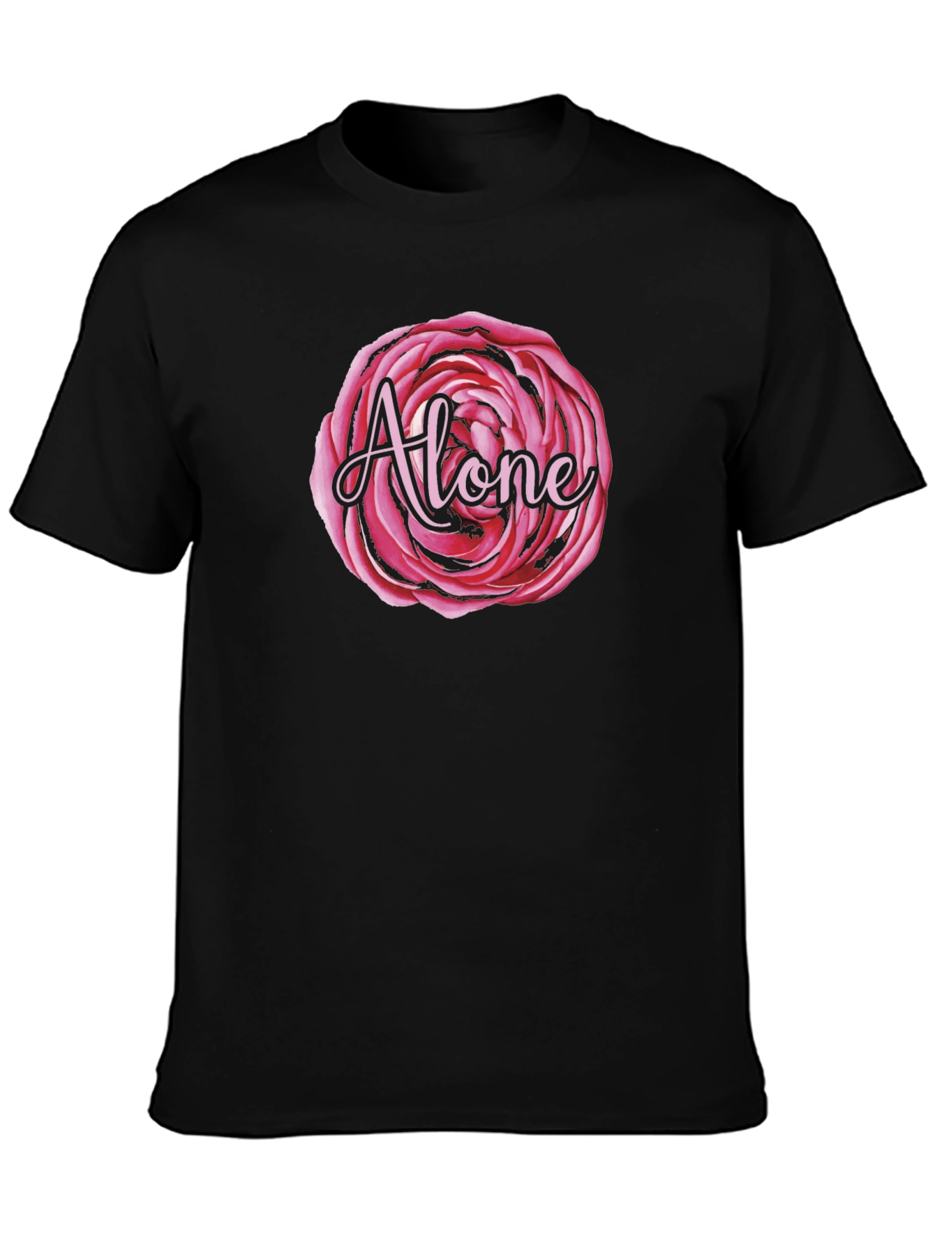 Alone Rose Graphic Black T-Shirt