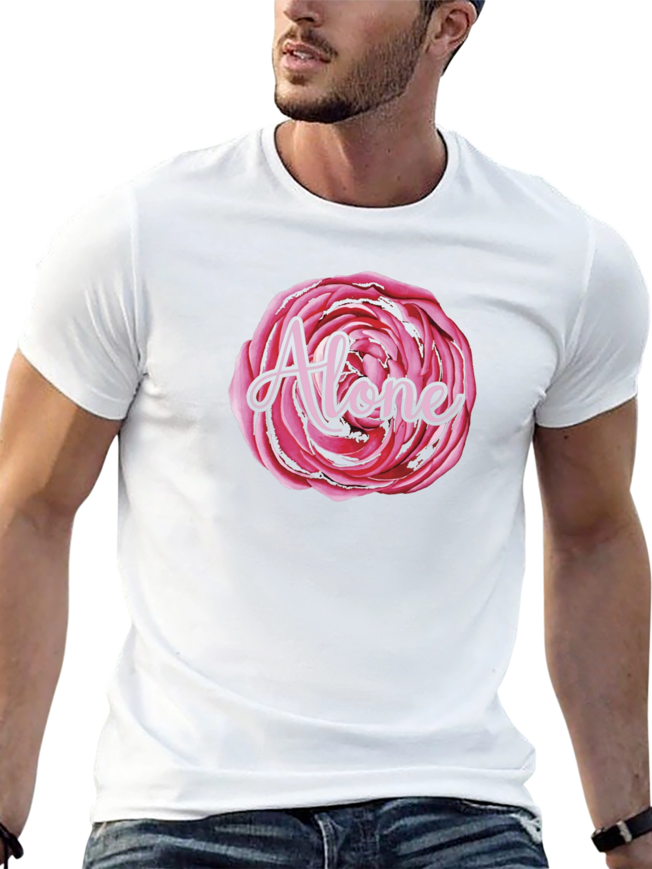 Alone Rose Graphic Black T-Shirt