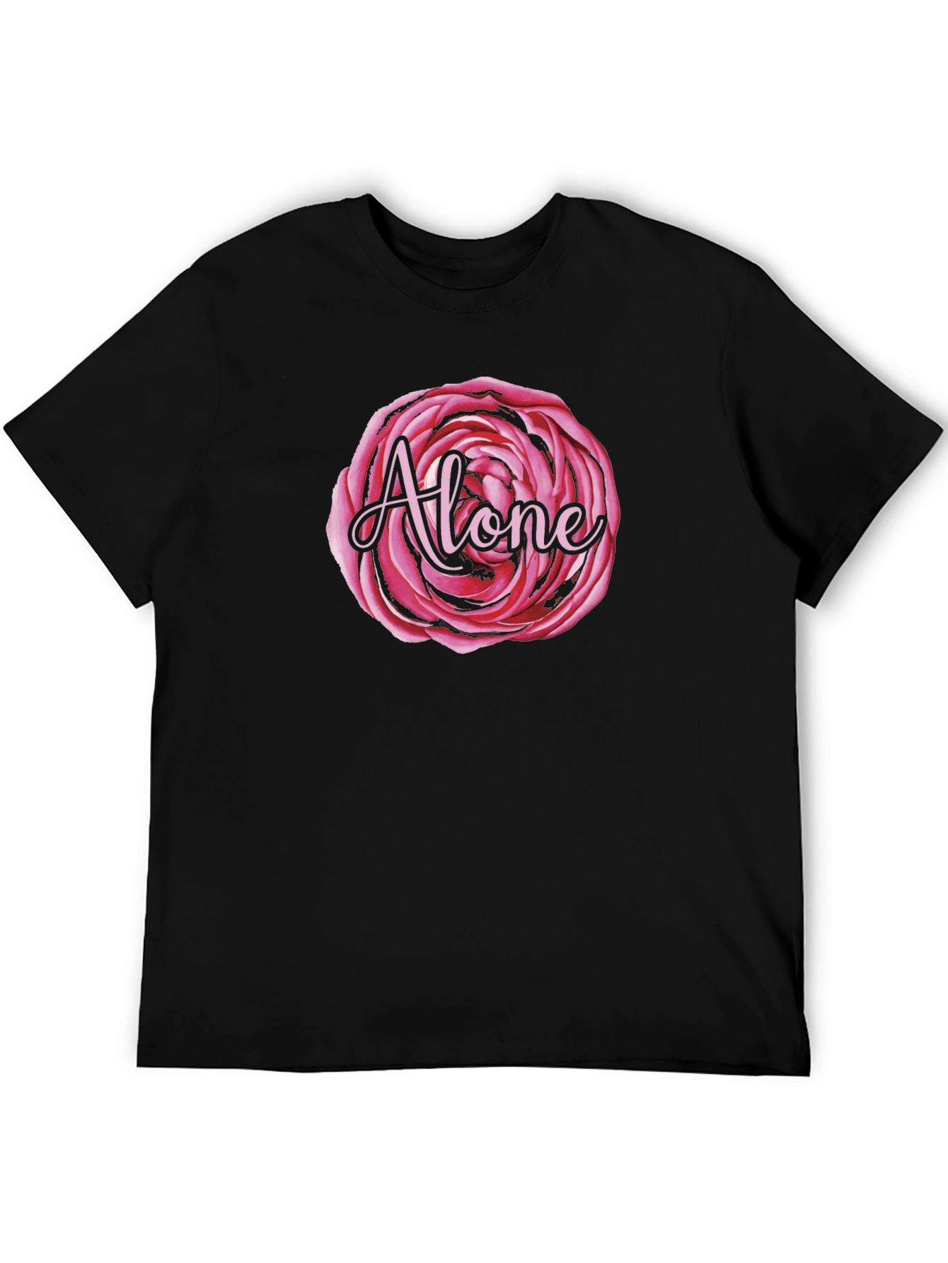 Alone Rose Graphic Black T-Shirt