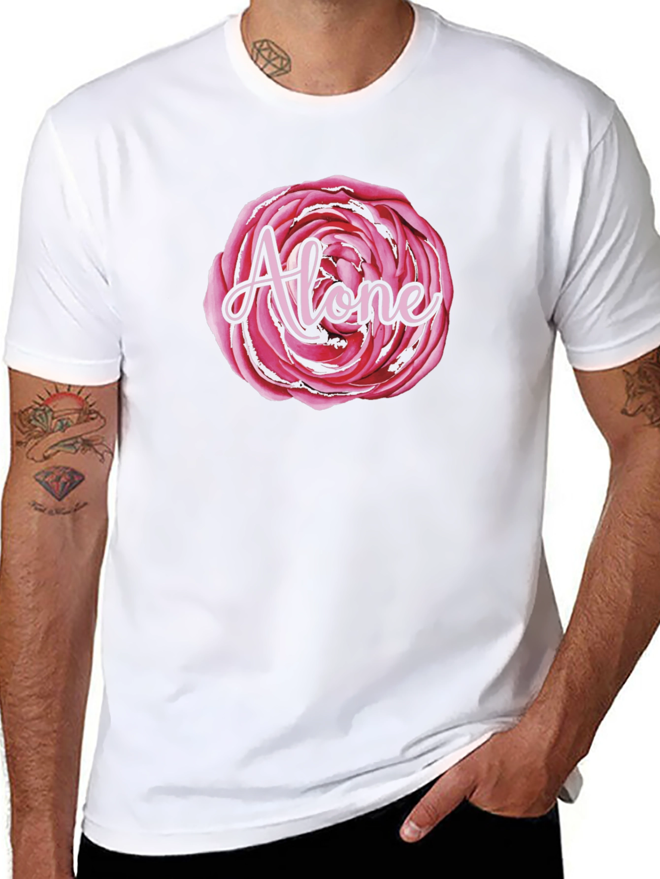 Alone Rose Graphic Black T-Shirt
