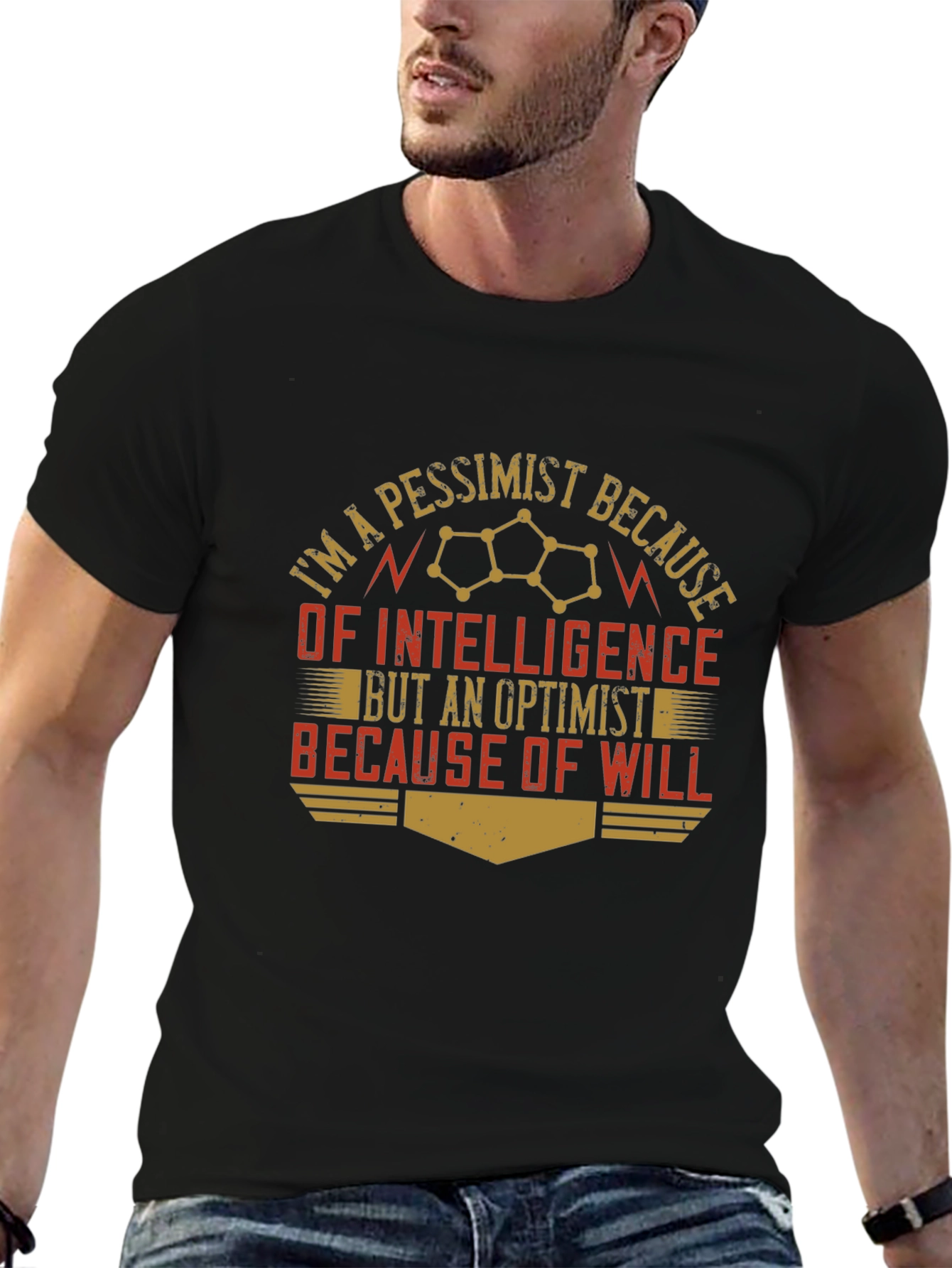 Pessimist/Optimist Funny Graphic Novelty T-Shirt