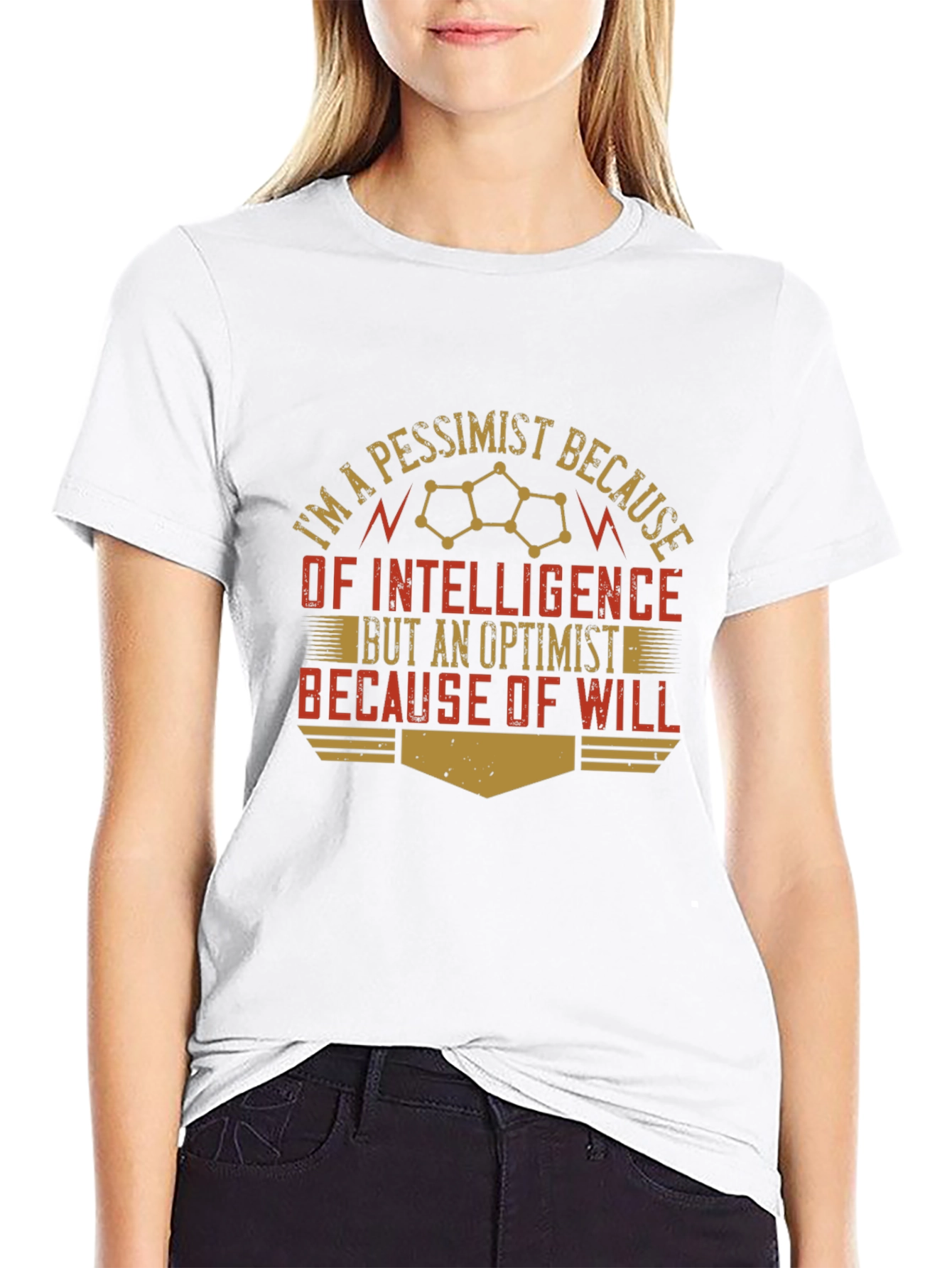 Pessimist/Optimist Funny Graphic Novelty T-Shirt