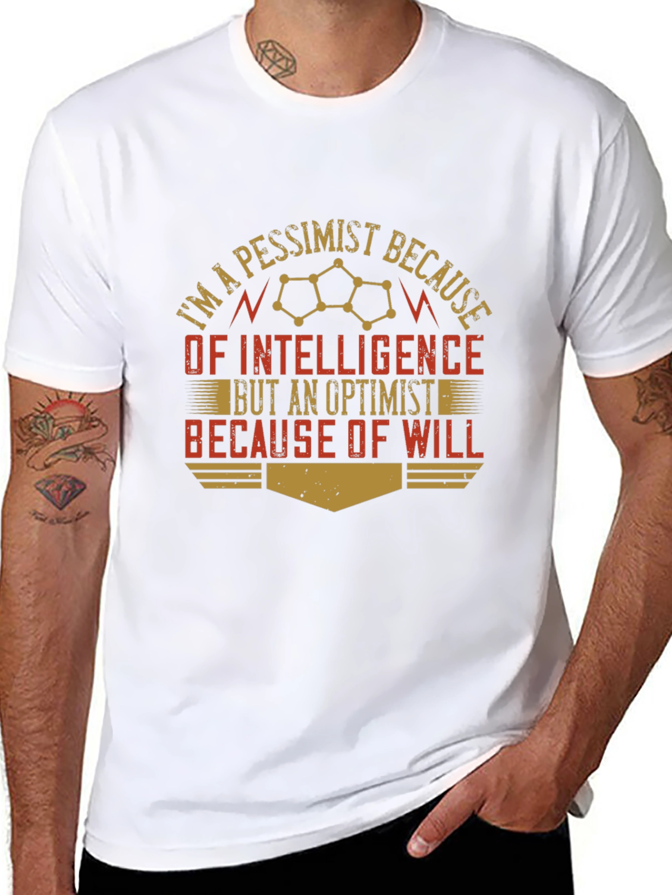 Pessimist/Optimist Funny Graphic Novelty T-Shirt