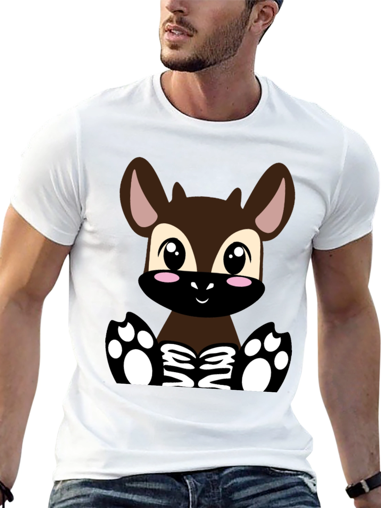 Cute Cartoon Deer T-Shirt - Unisex Black Tee
