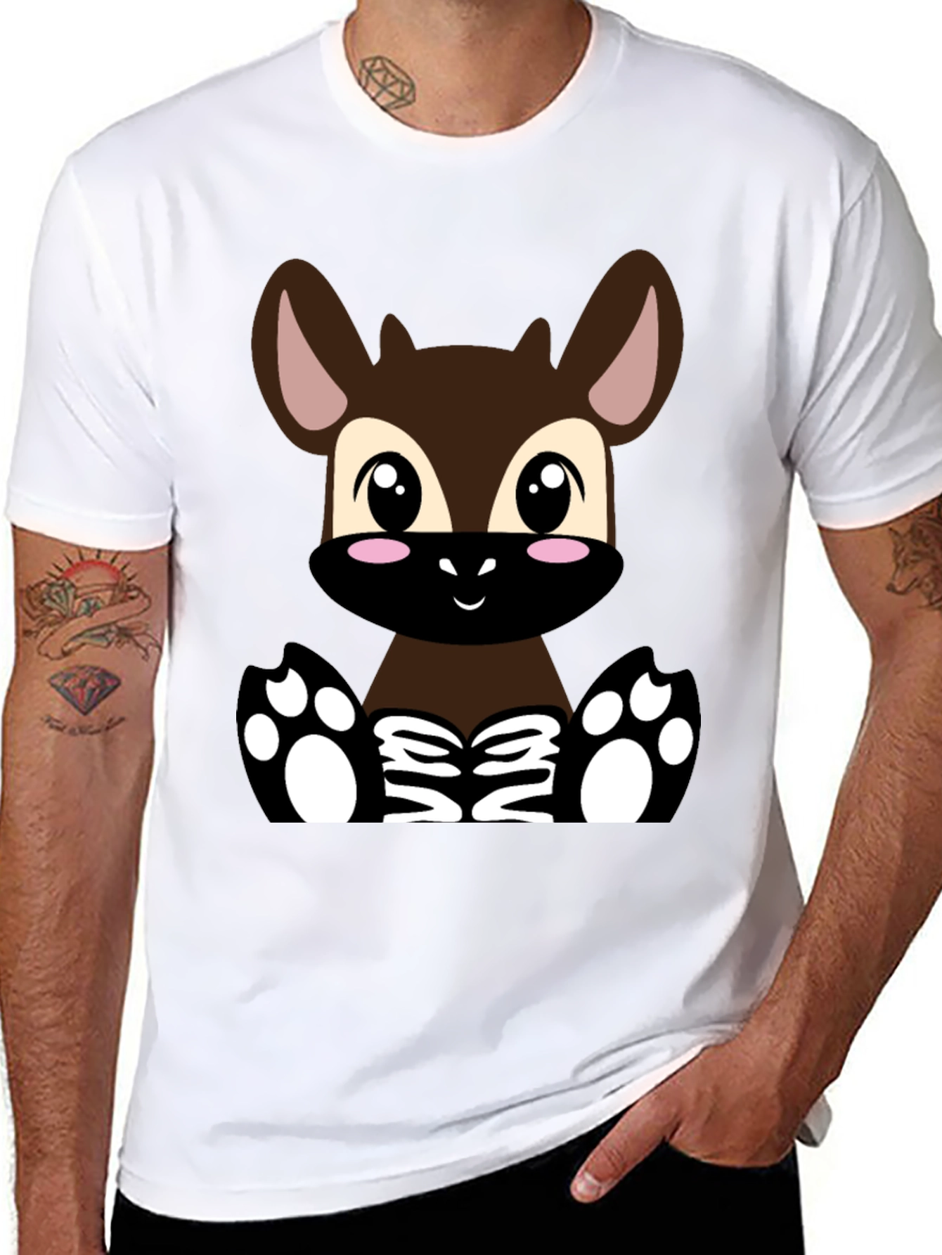 Cute Cartoon Deer T-Shirt - Unisex Black Tee