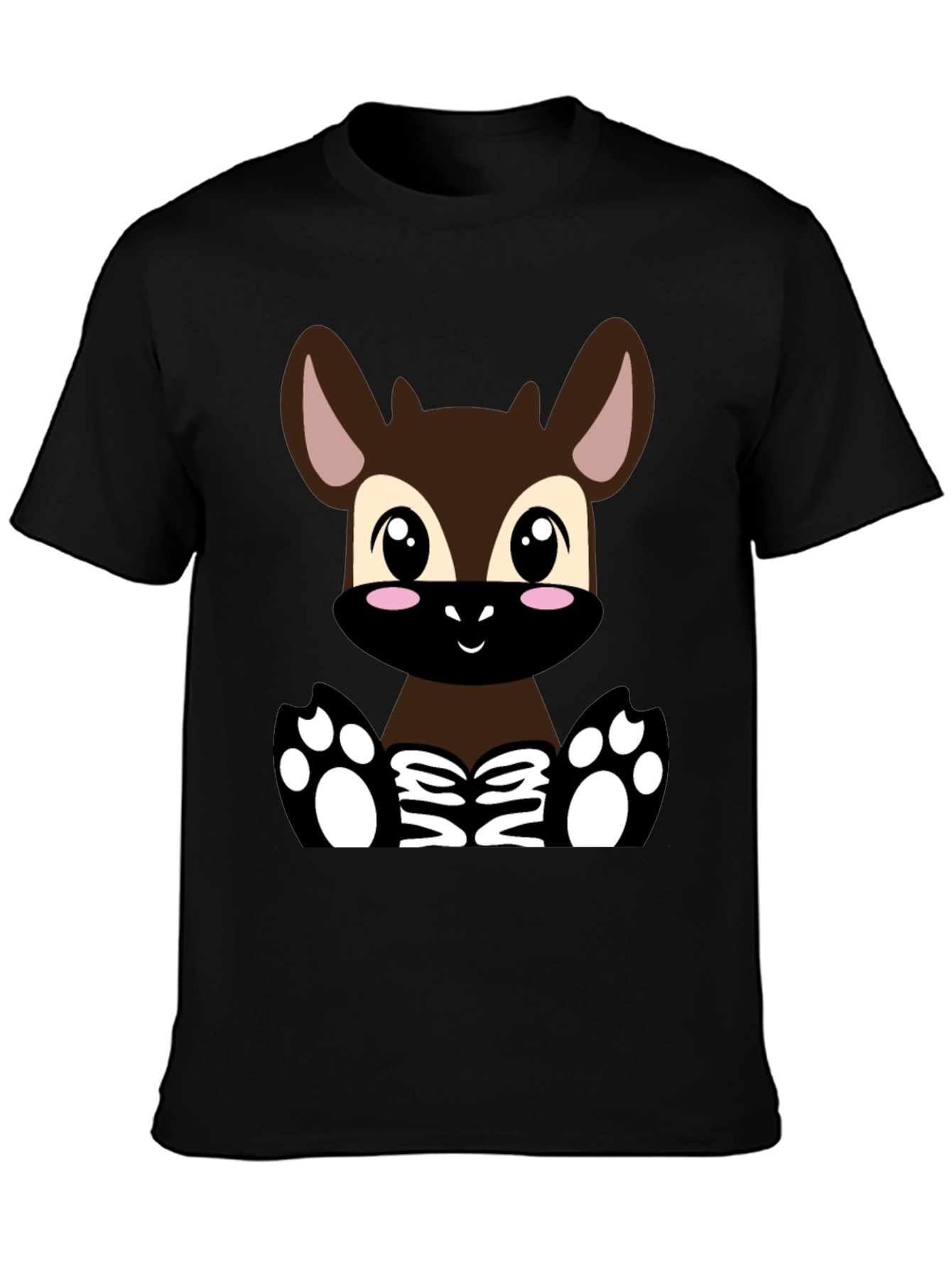 Cute Cartoon Deer T-Shirt - Unisex Black Tee