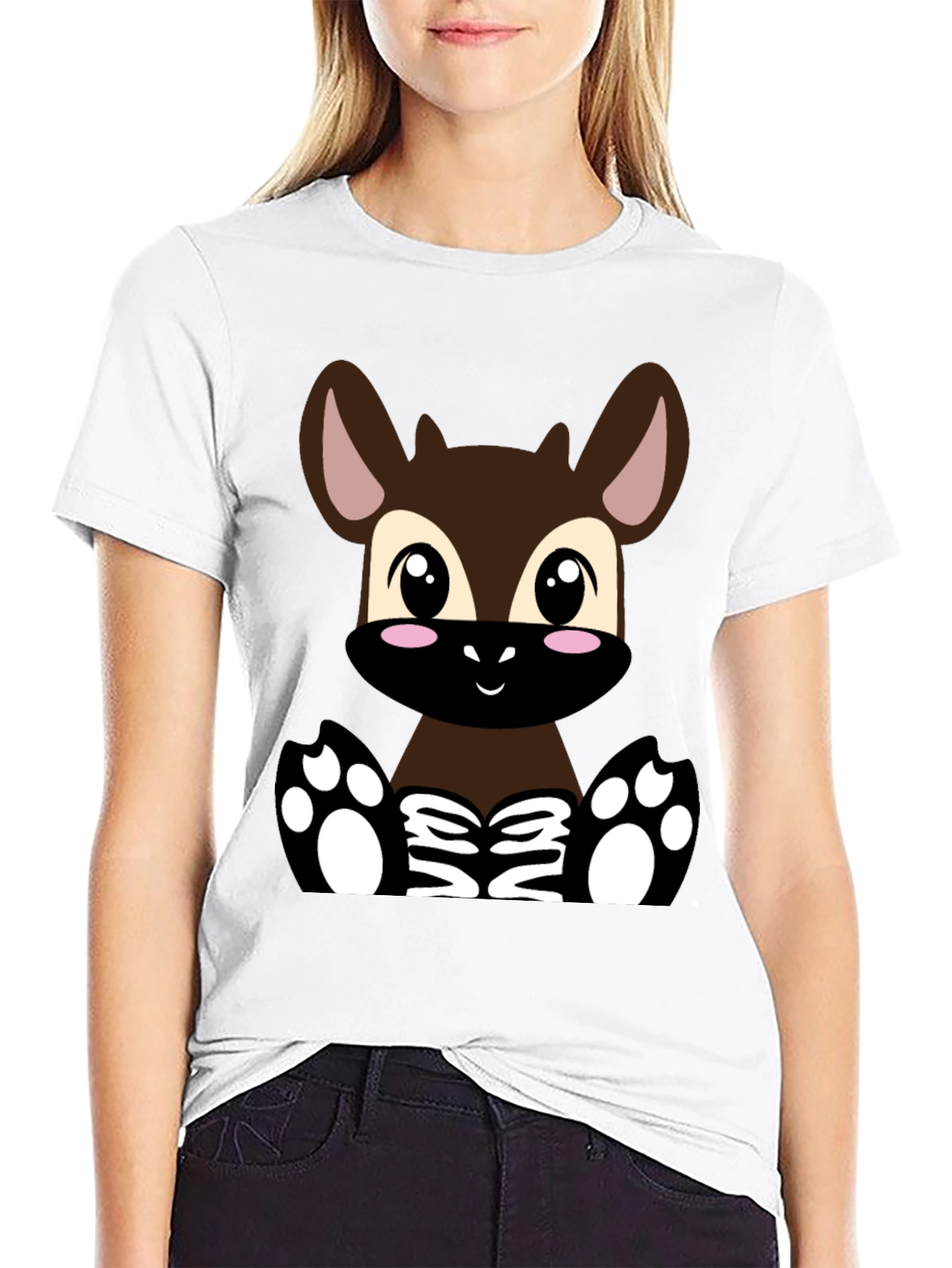 Cute Cartoon Deer T-Shirt - Unisex Black Tee