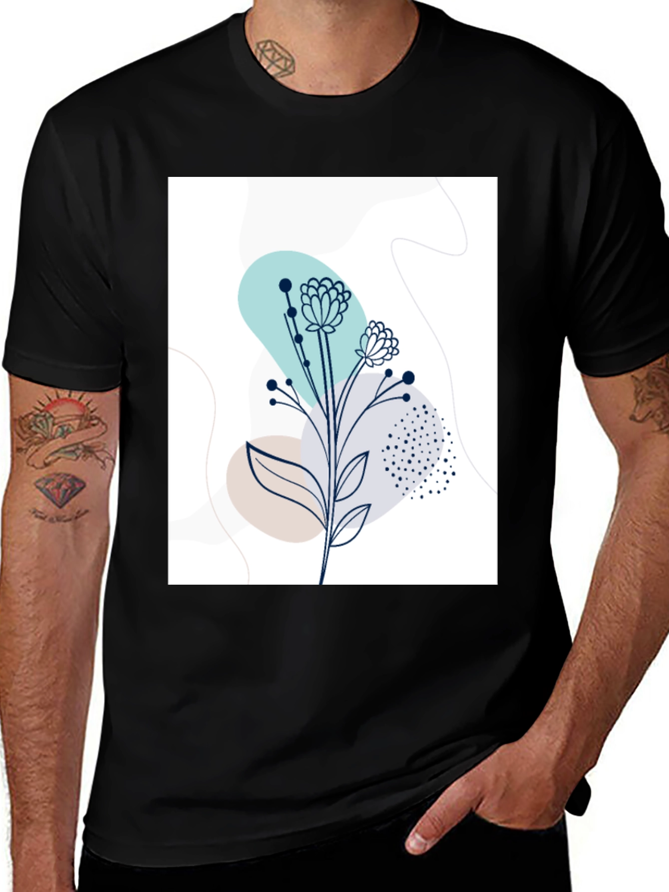 Modern Floral Graphic Tee - Stylish Botanical Design
