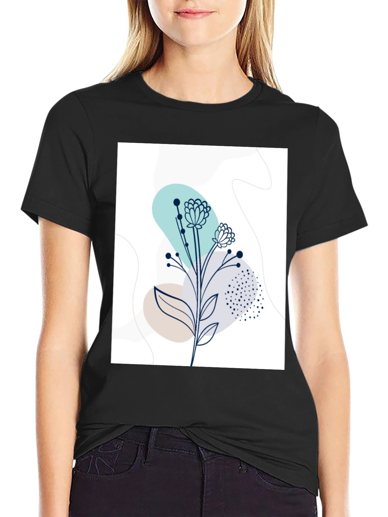 Modern Floral Graphic Tee - Stylish Botanical Design