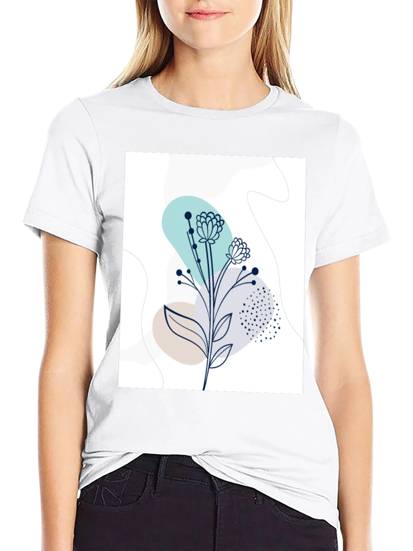 Modern Floral Graphic Tee - Stylish Botanical Design
