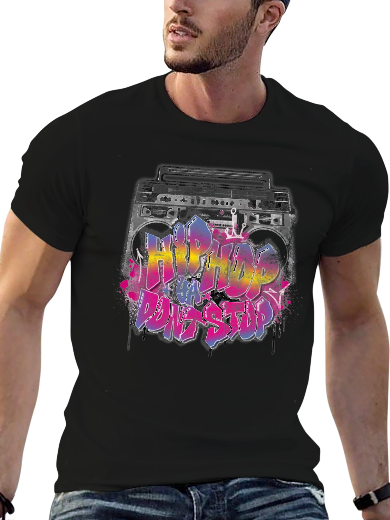 Hip Hop Boombox Graphic T-Shirt
