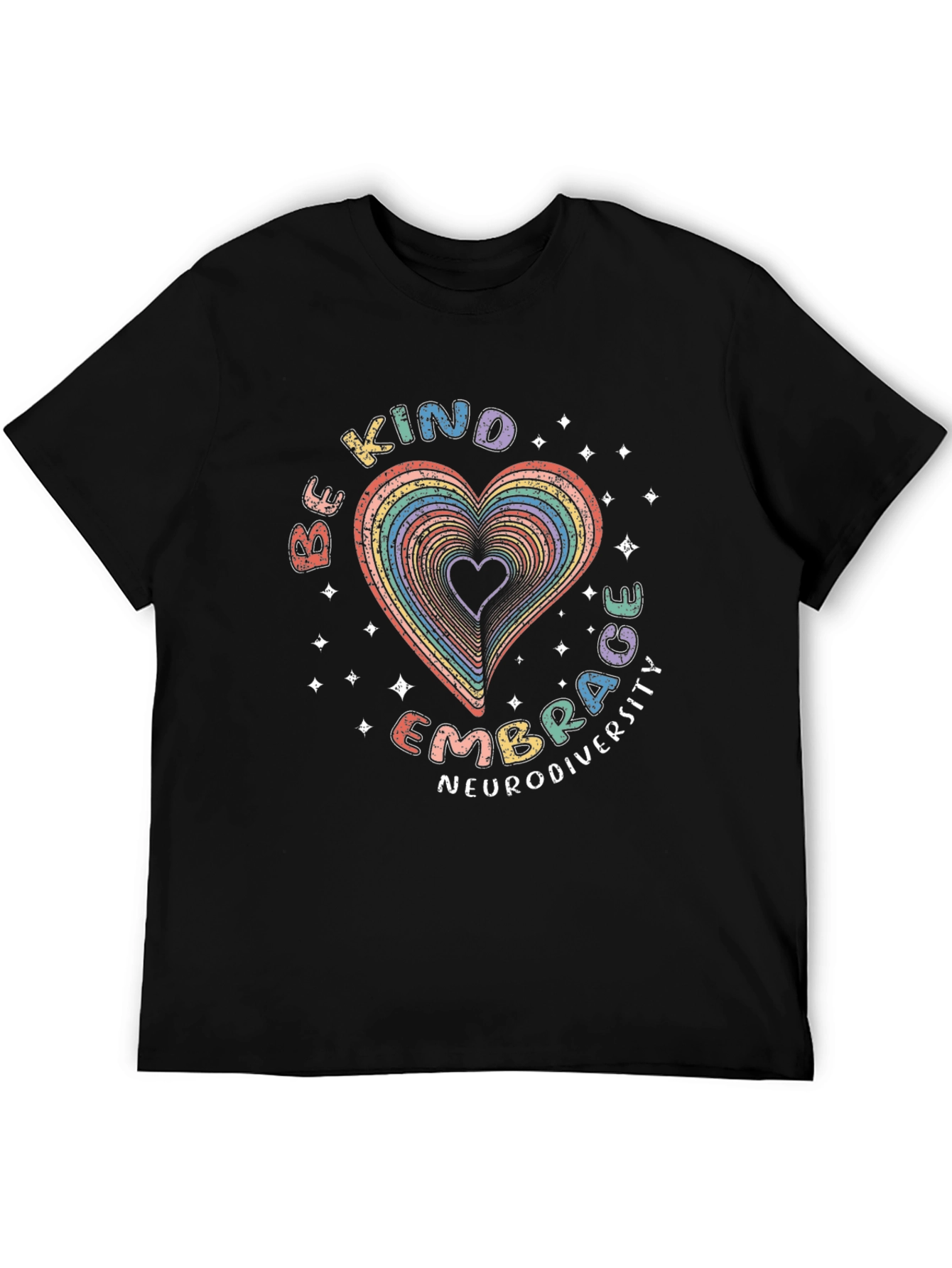 Be Kind Embrace Neurodiversity Rainbow Heart T-Shirt
