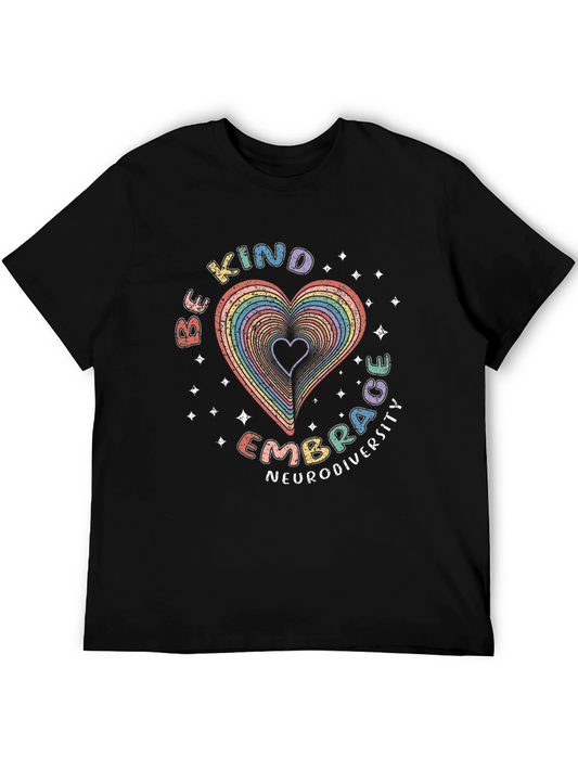 Be Kind Embrace Neurodiversity Rainbow Heart T-Shirt
