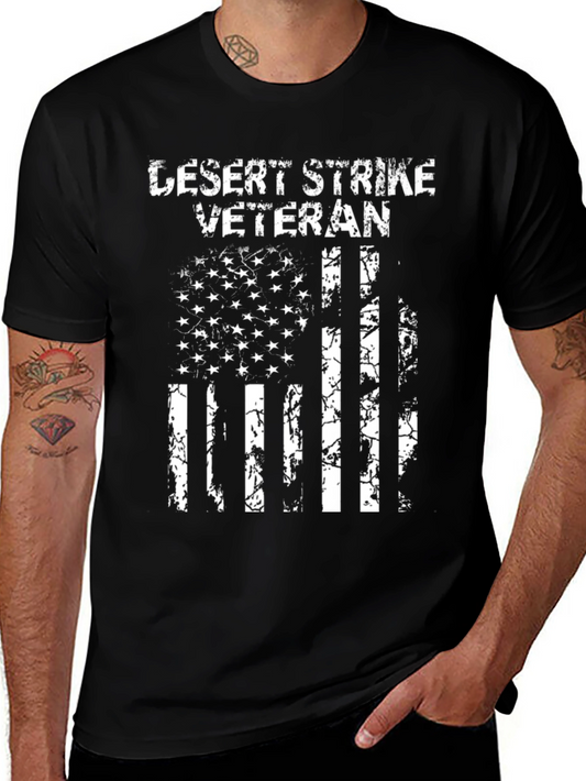 Desert Strike Veteran American Flag Graphic T-Shirt