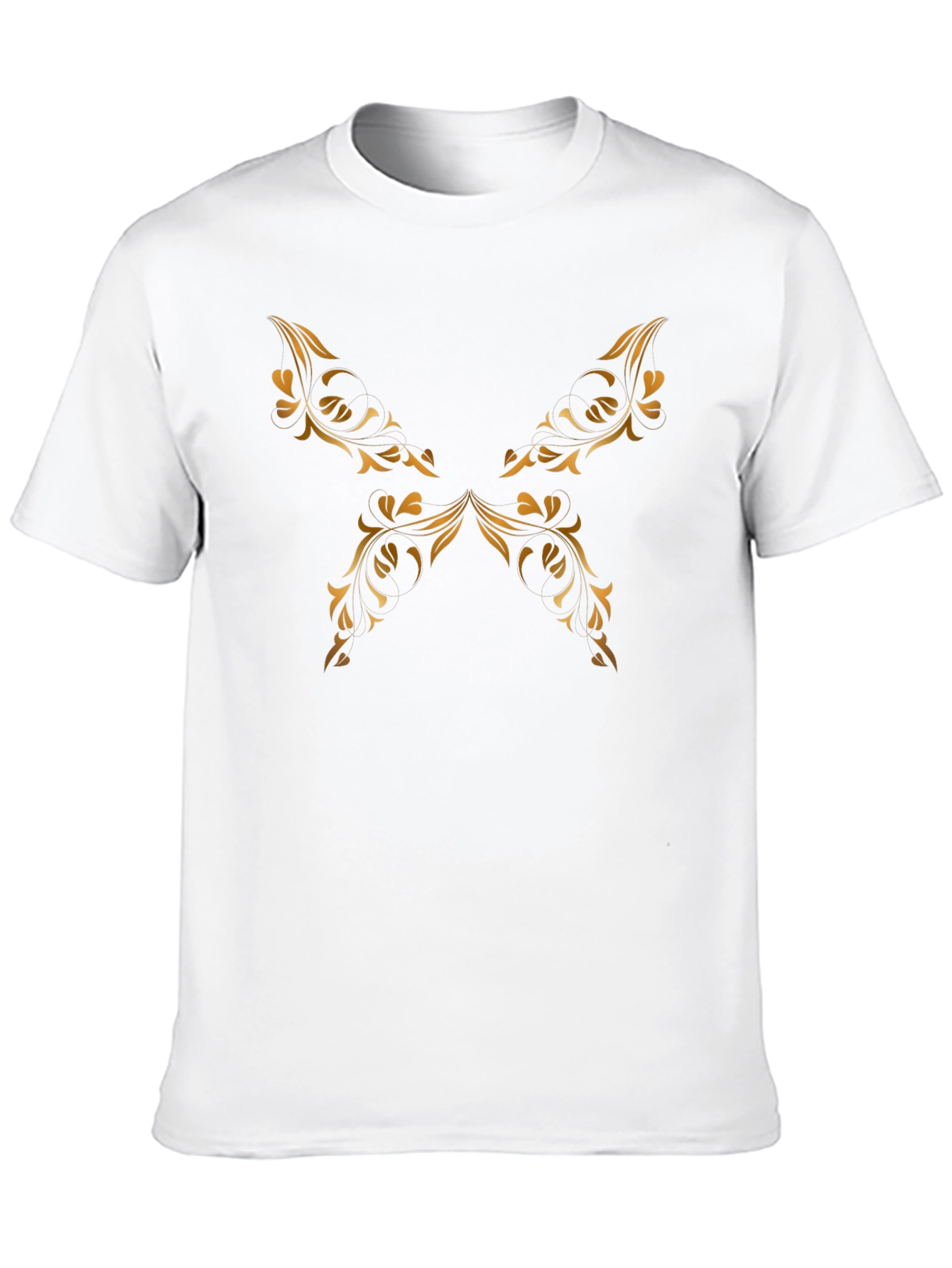 Elegant Black Tee with Golden Floral Design