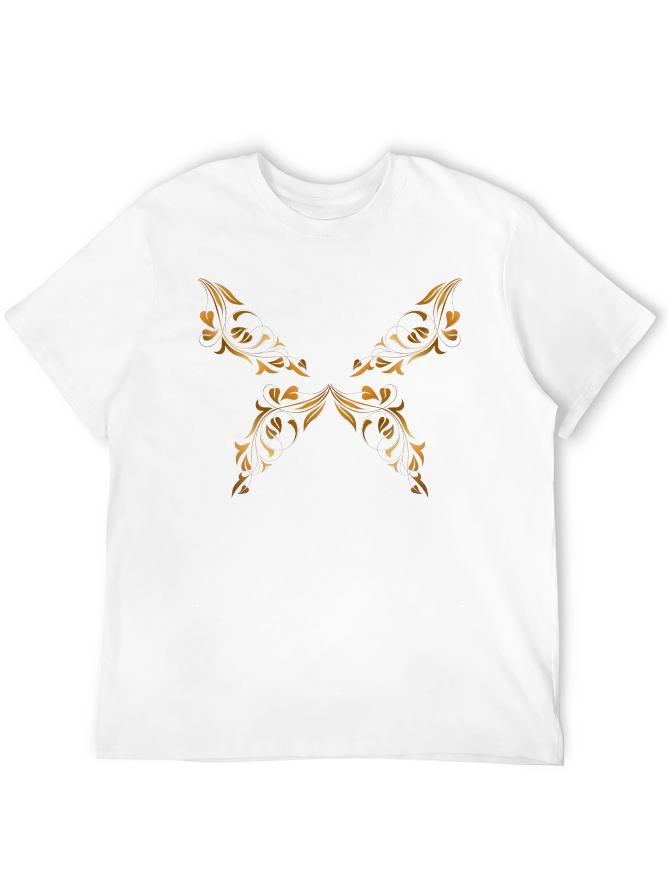 Elegant Black Tee with Golden Floral Design