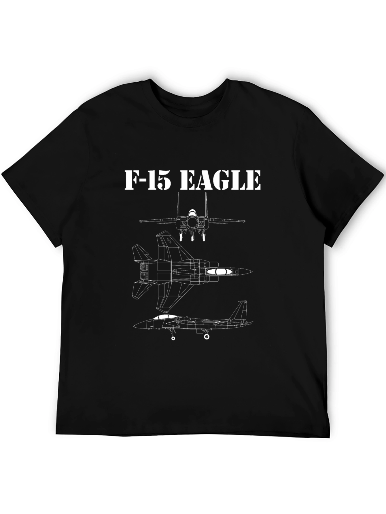 F-15 Eagle Blueprint Black T-Shirt