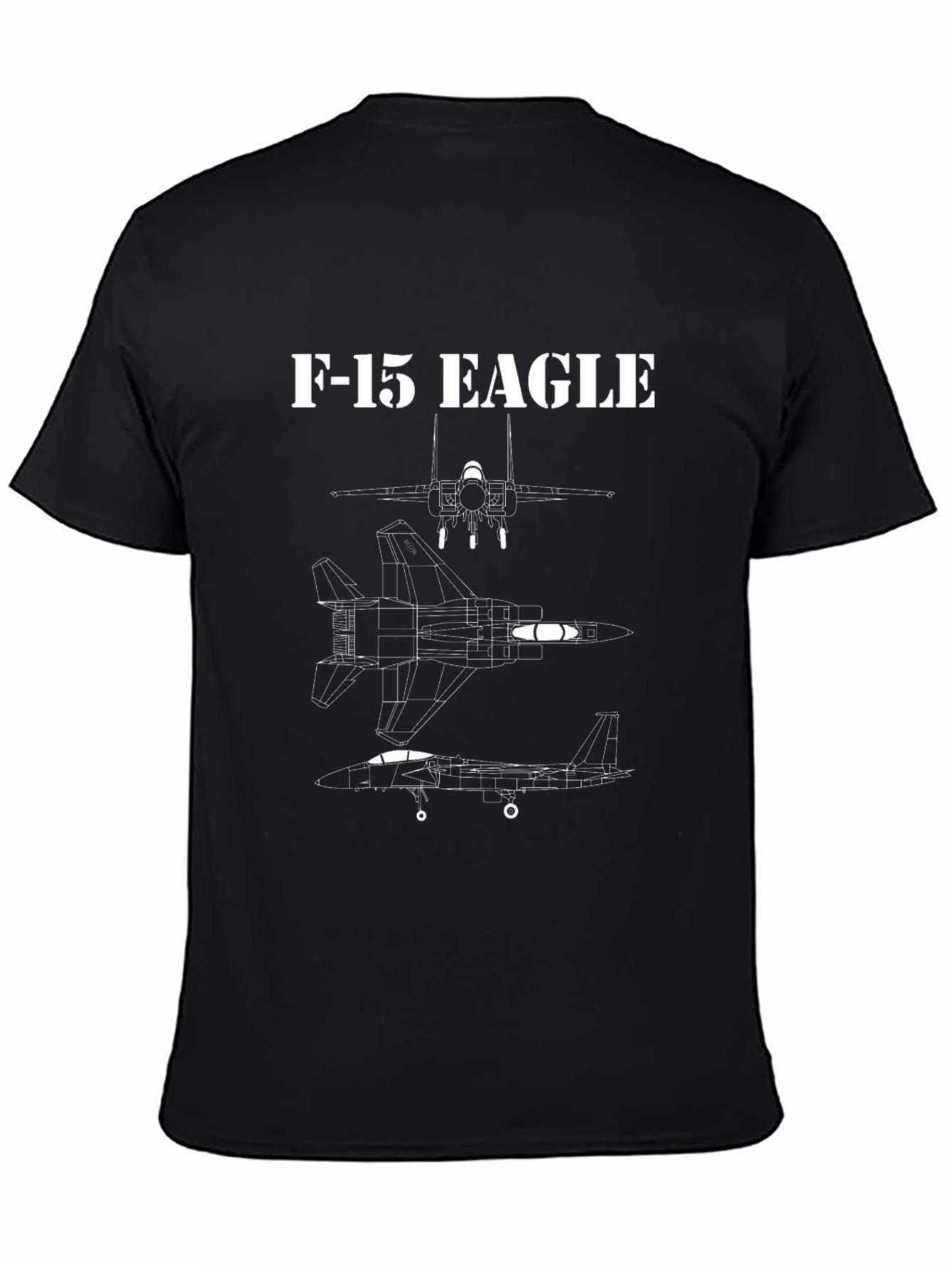 F-15 Eagle Blueprint Black T-Shirt