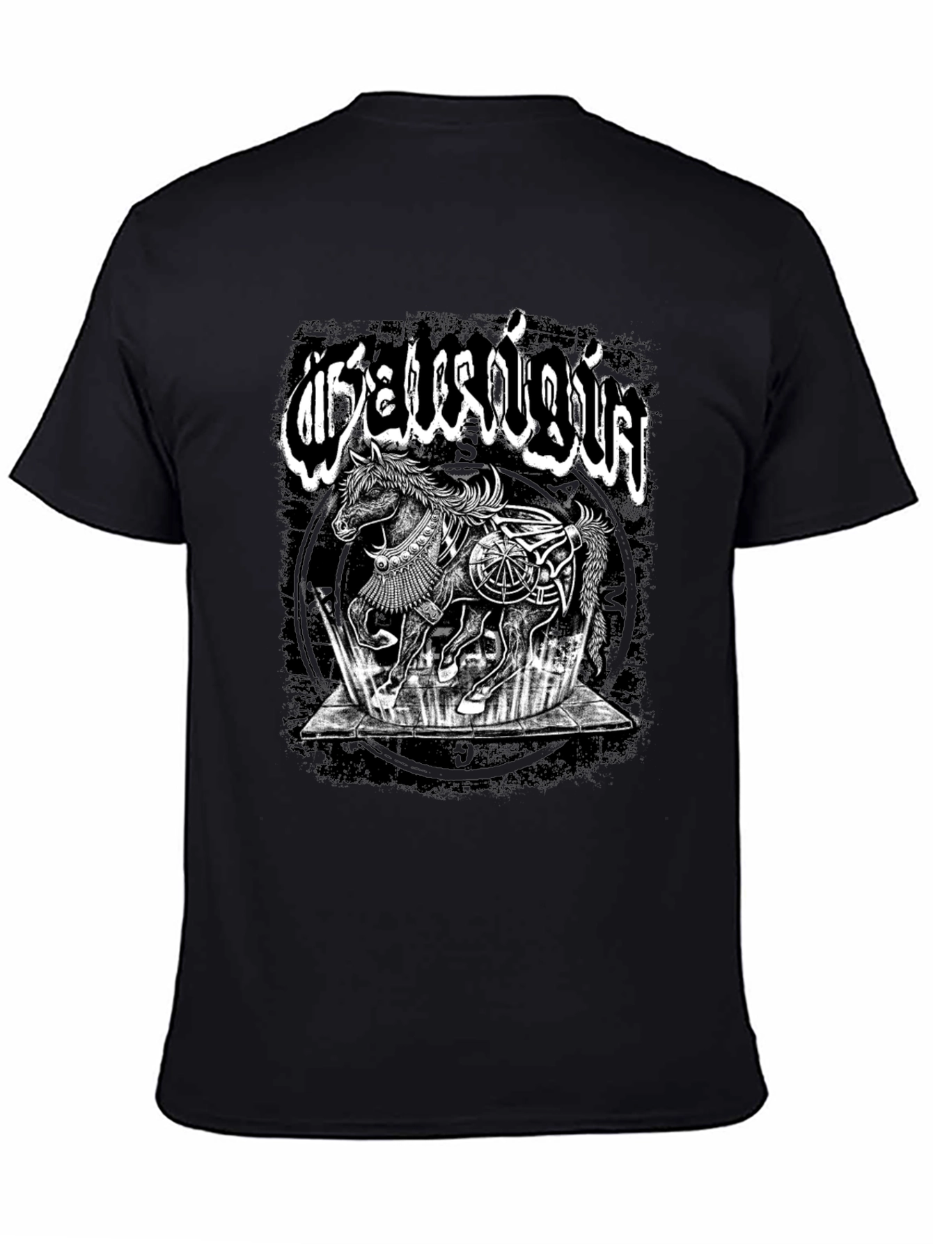 Mystic Horse Graphic Tee - Black Cotton T-Shirt
