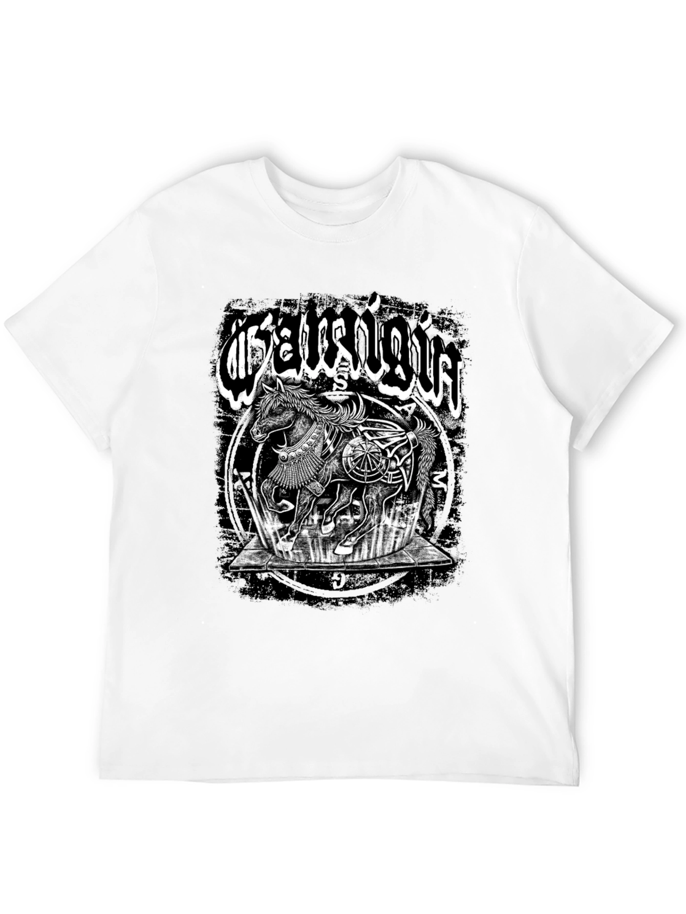 Mystic Horse Graphic Tee - Black Cotton T-Shirt