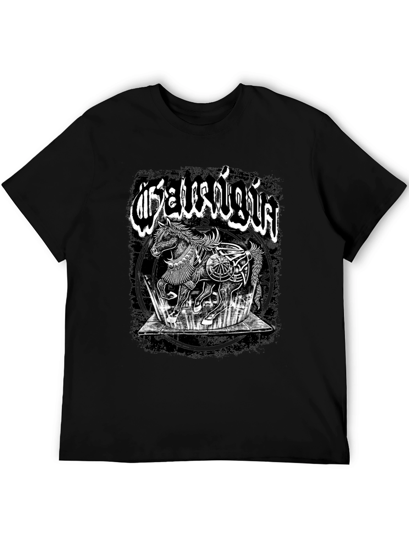 Mystic Horse Graphic Tee - Black Cotton T-Shirt
