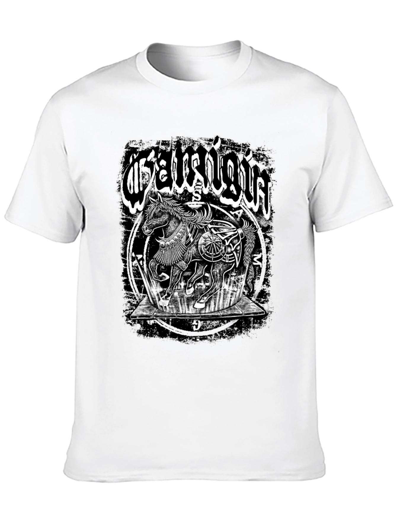 Mystic Horse Graphic Tee - Black Cotton T-Shirt