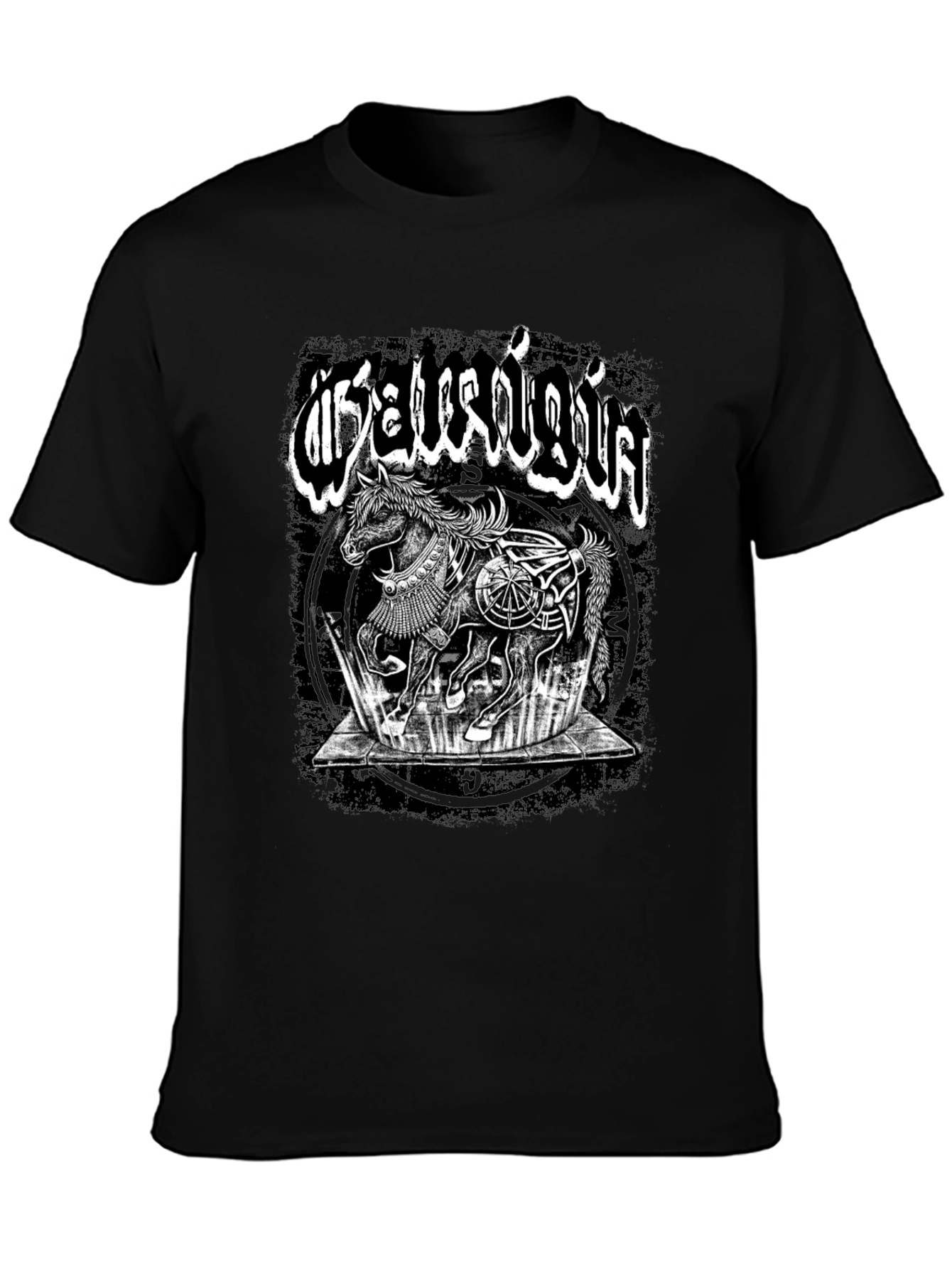 Mystic Horse Graphic Tee - Black Cotton T-Shirt