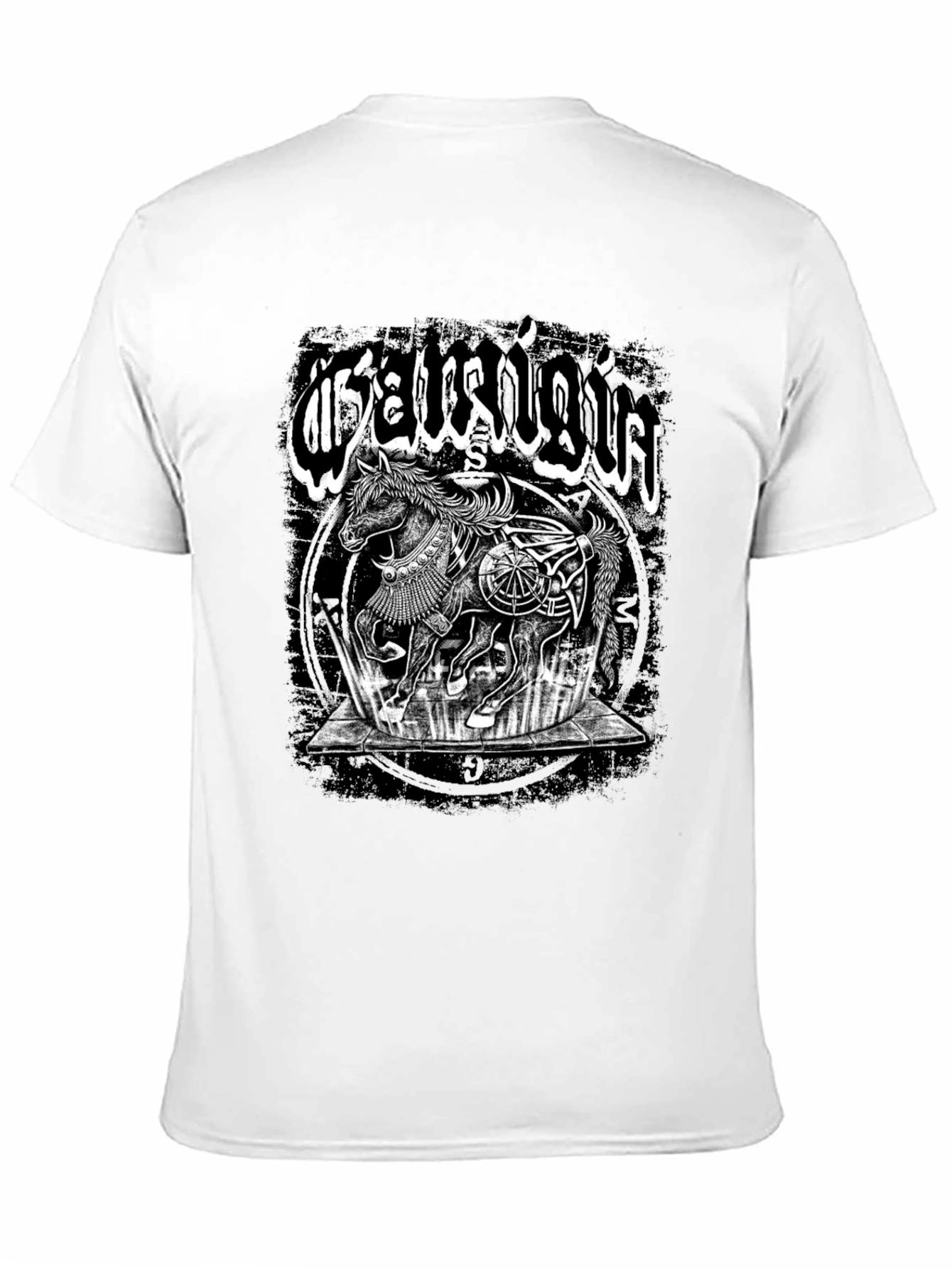 Mystic Horse Graphic Tee - Black Cotton T-Shirt