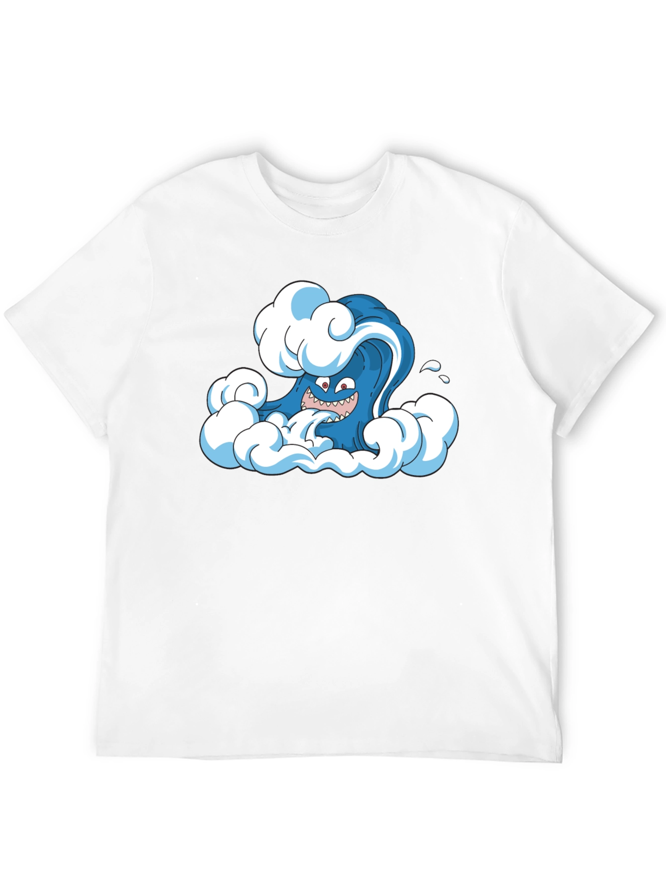 Cartoon Wave Black T-Shirt