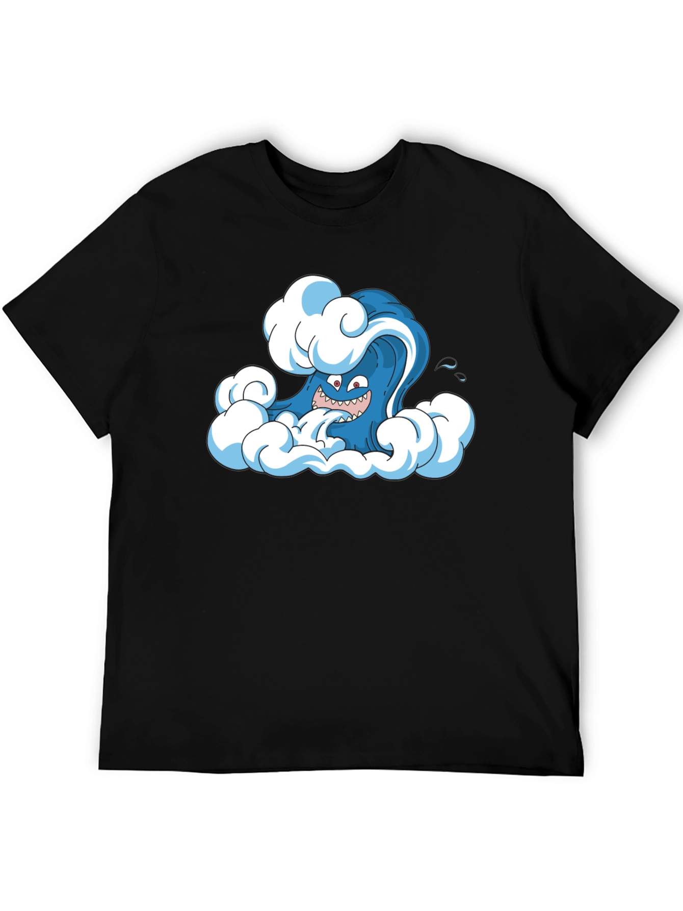 Cartoon Wave Black T-Shirt