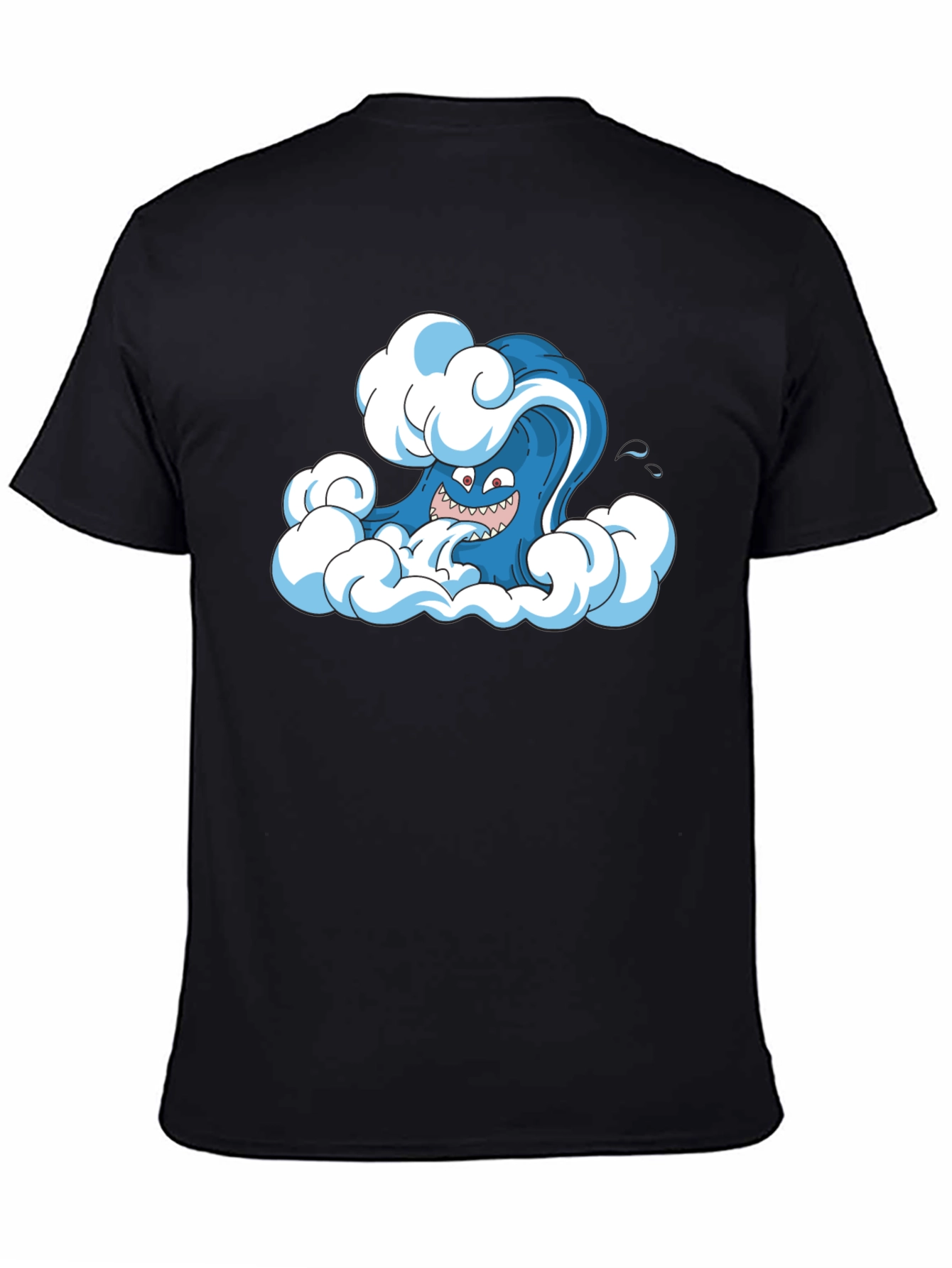 Cartoon Wave Black T-Shirt