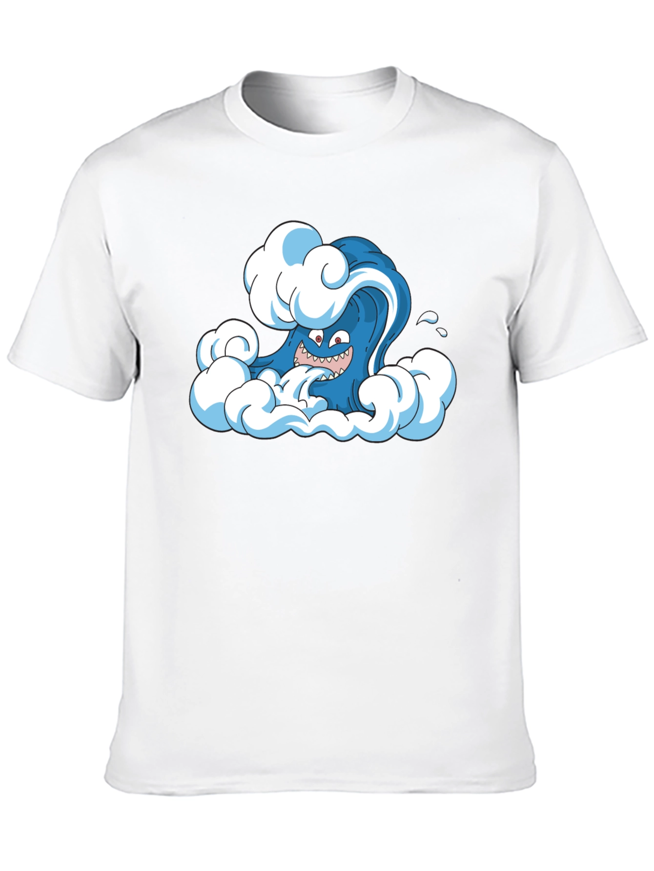 Cartoon Wave Black T-Shirt