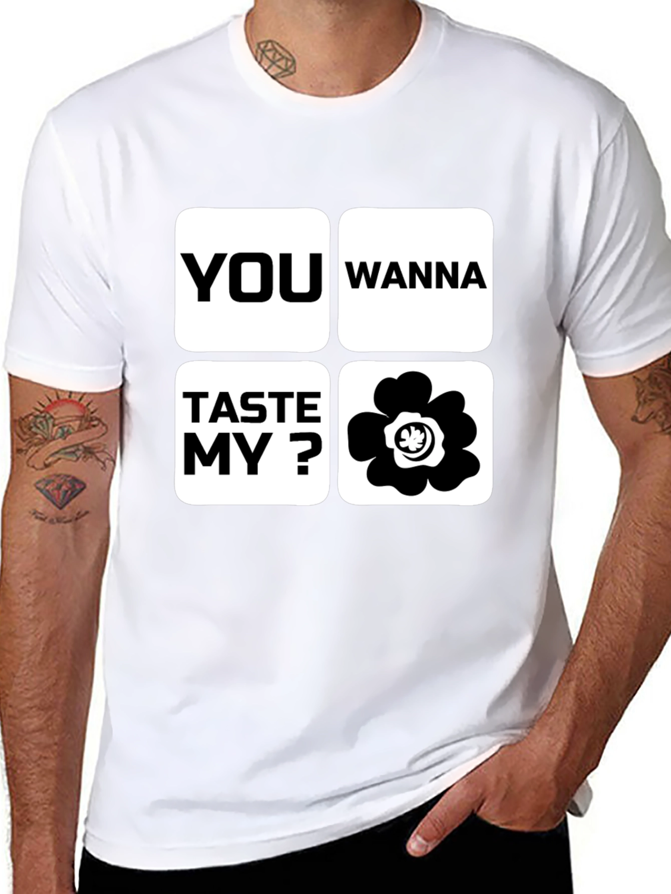 Funny You Wanna Taste My Flower Black T-Shirt