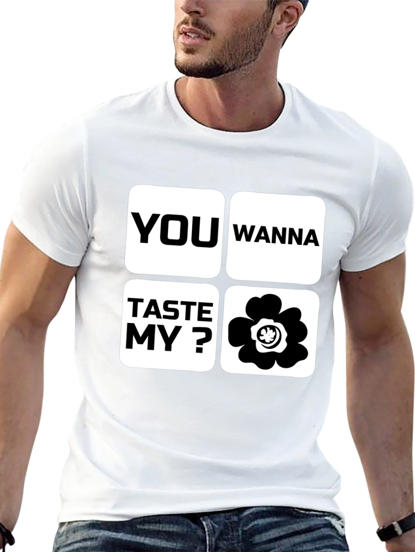 Funny You Wanna Taste My Flower Black T-Shirt