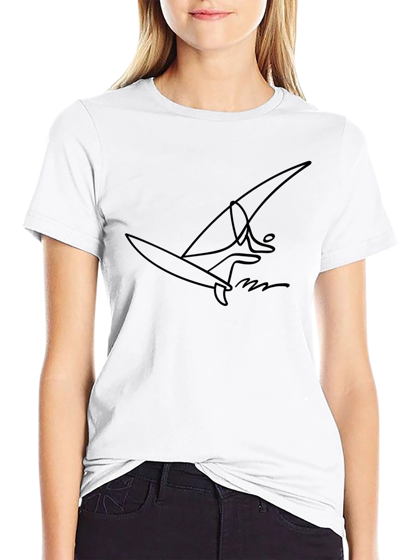 Minimalist Surfer Graphic Black T-Shirt