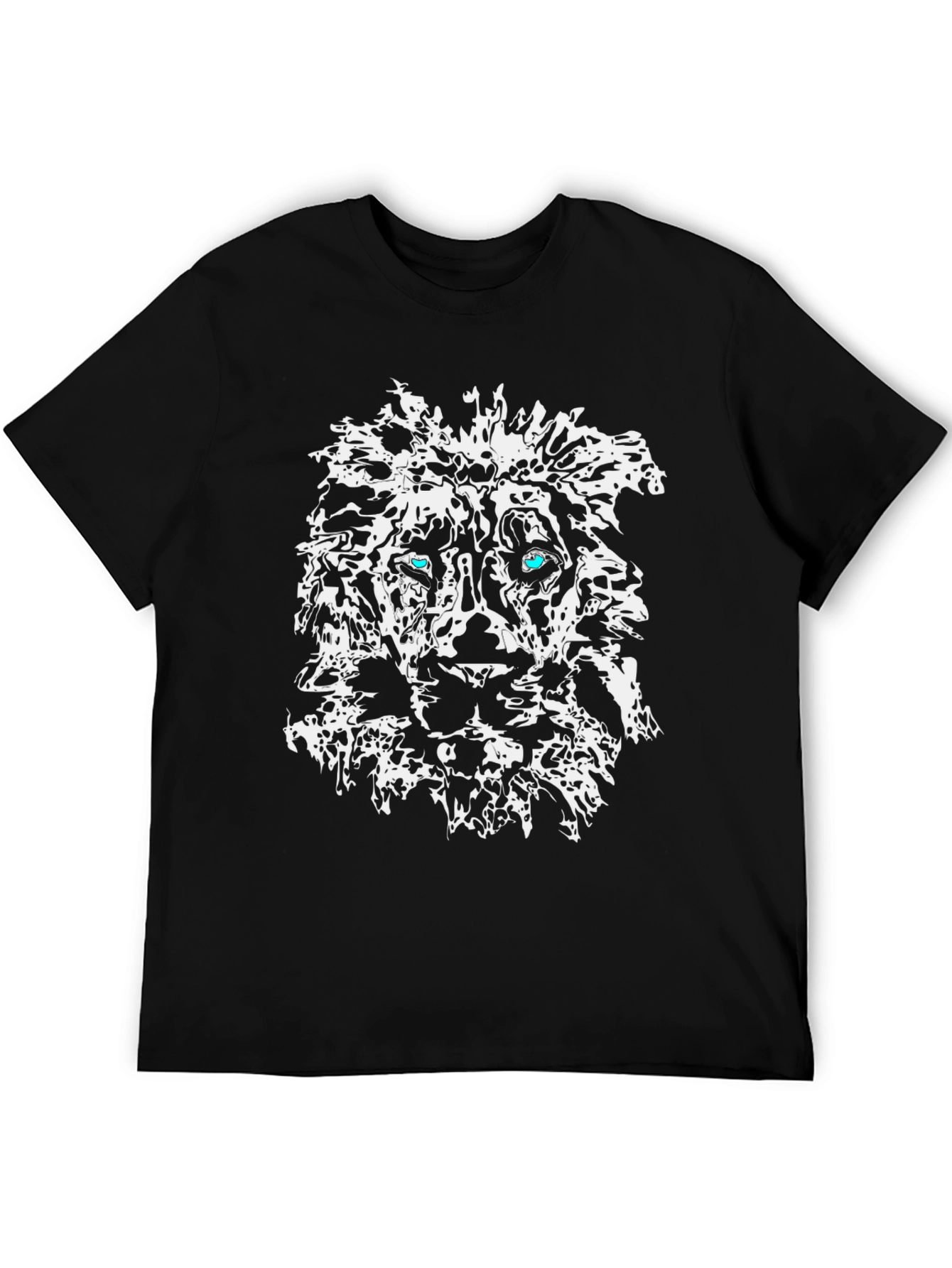 Abstract Lion Graphic Print Black T-Shirt