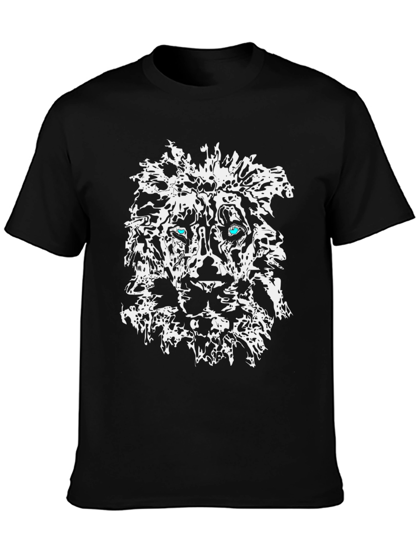Abstract Lion Graphic Print Black T-Shirt
