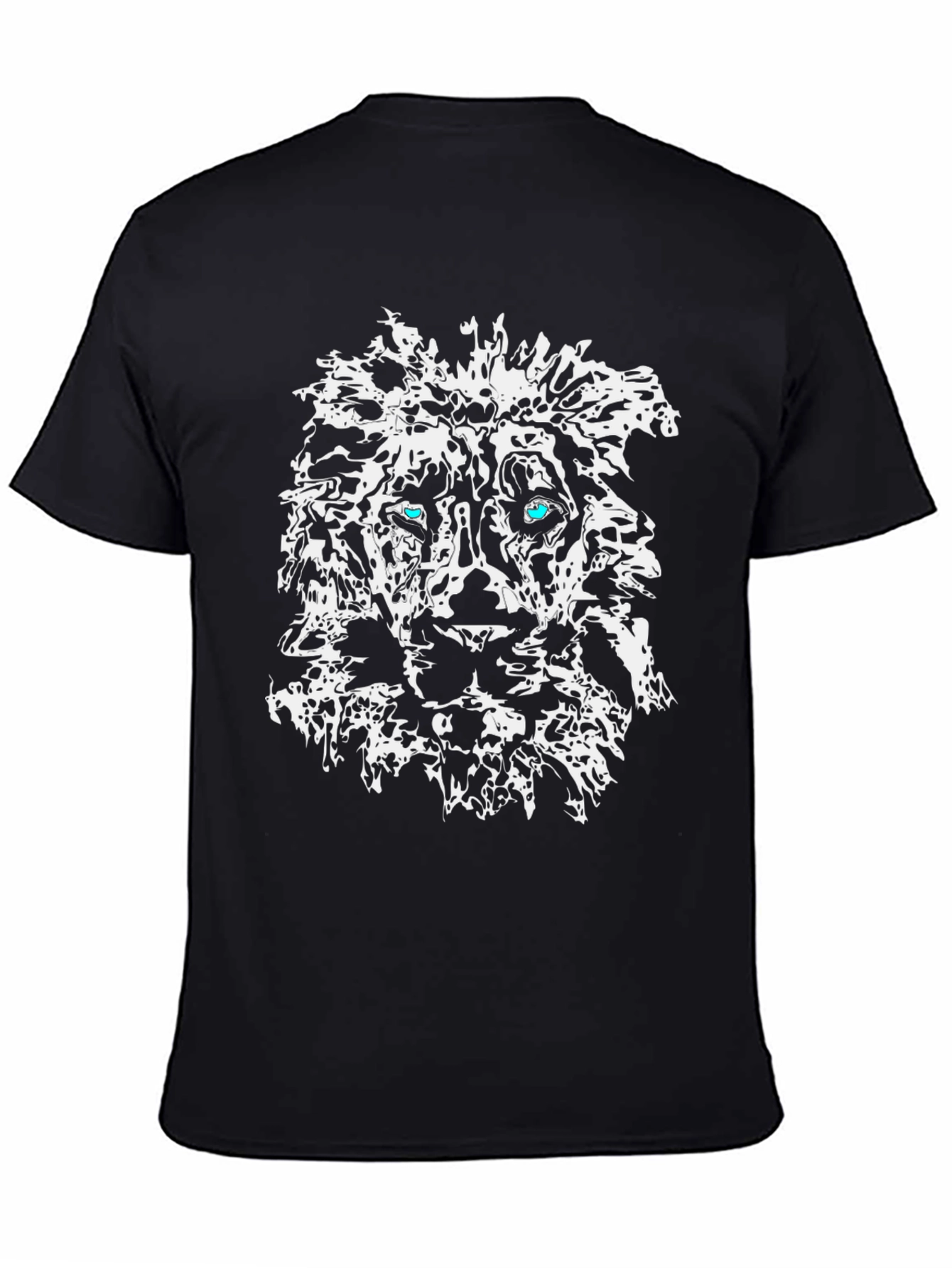 Abstract Lion Graphic Print Black T-Shirt