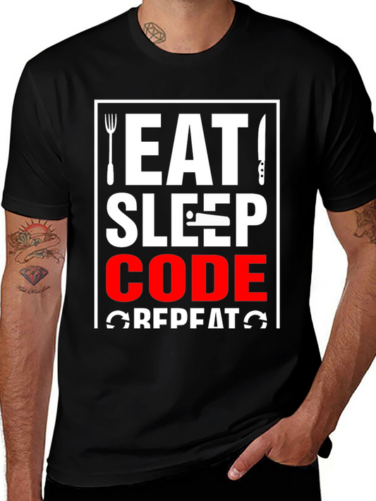 Eat Sleep Code Repeat Graphic Tee - Programmer Shirt