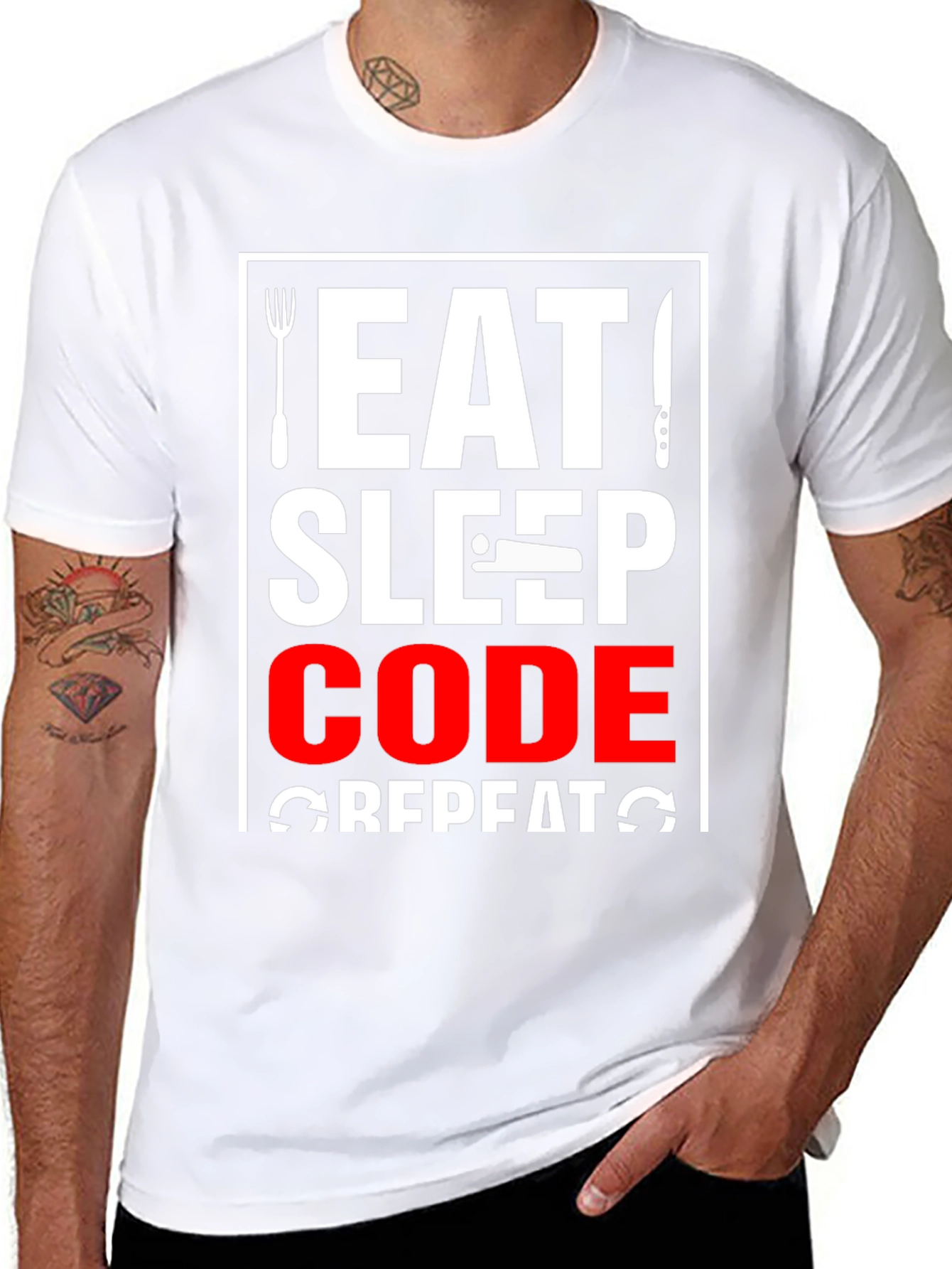 Eat Sleep Code Repeat Graphic Tee - Programmer Shirt
