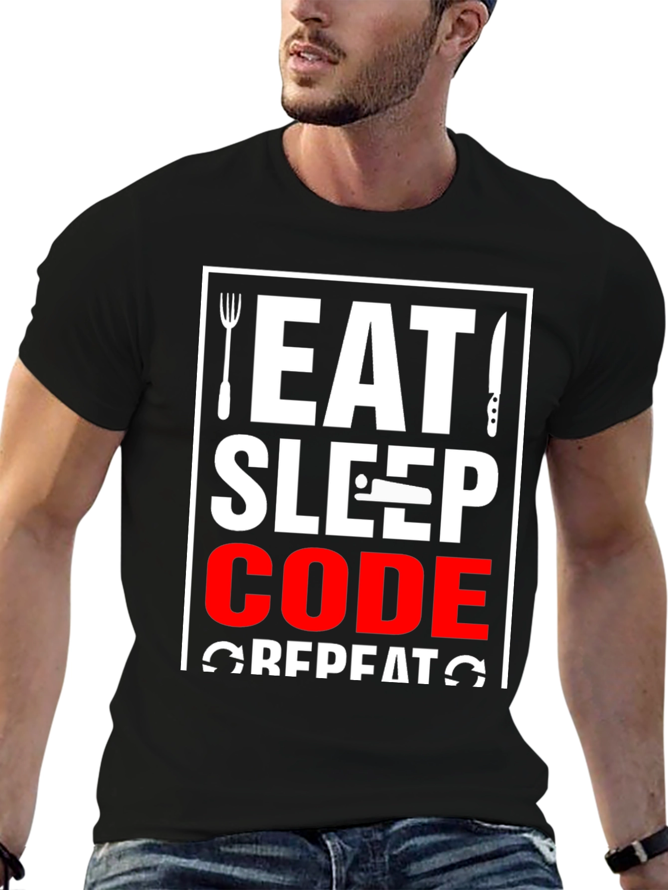 Eat Sleep Code Repeat Graphic Tee - Programmer Shirt